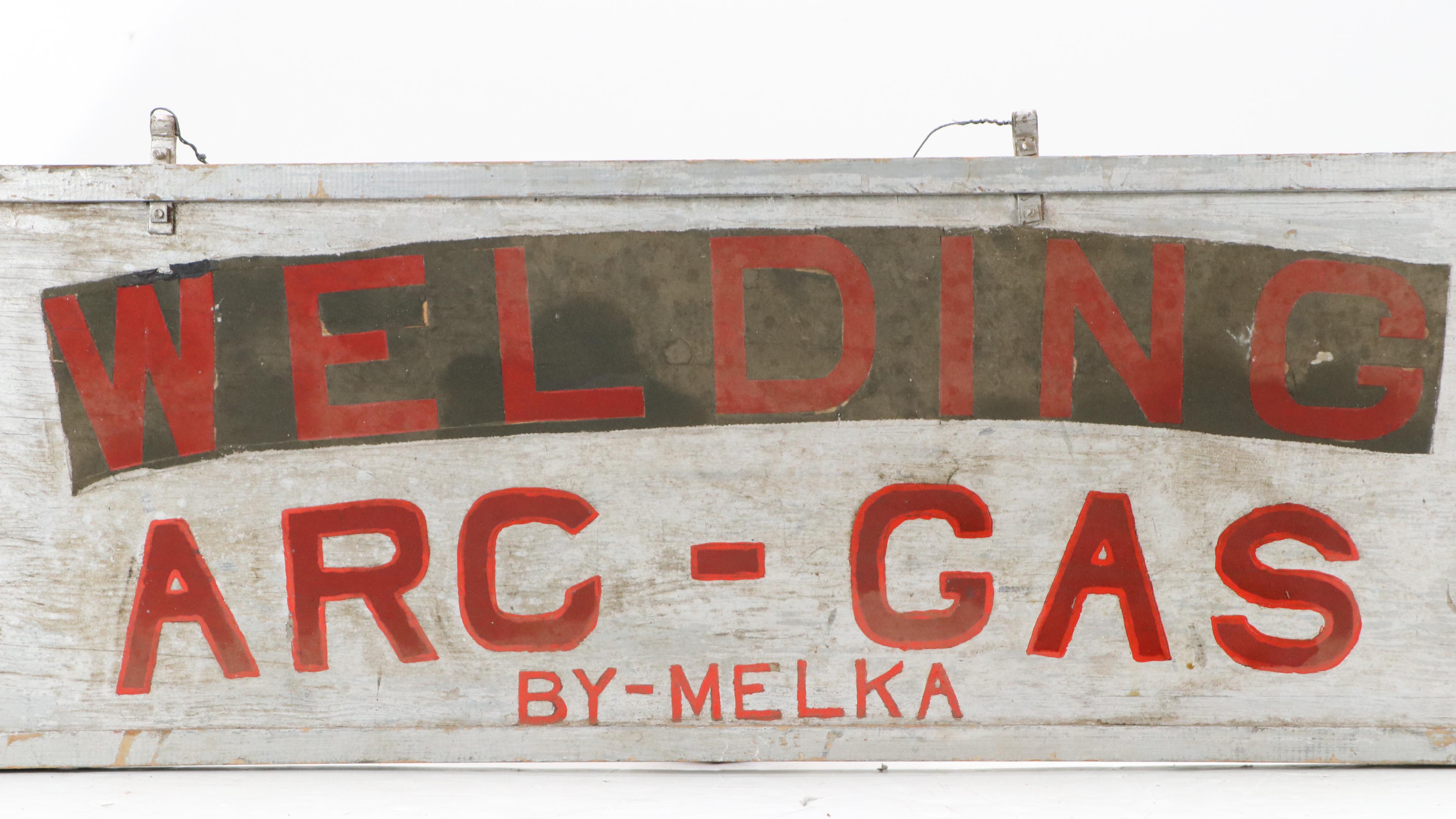Hand-Painted Sign "Welding Arc-Gas," Mid-20th Century