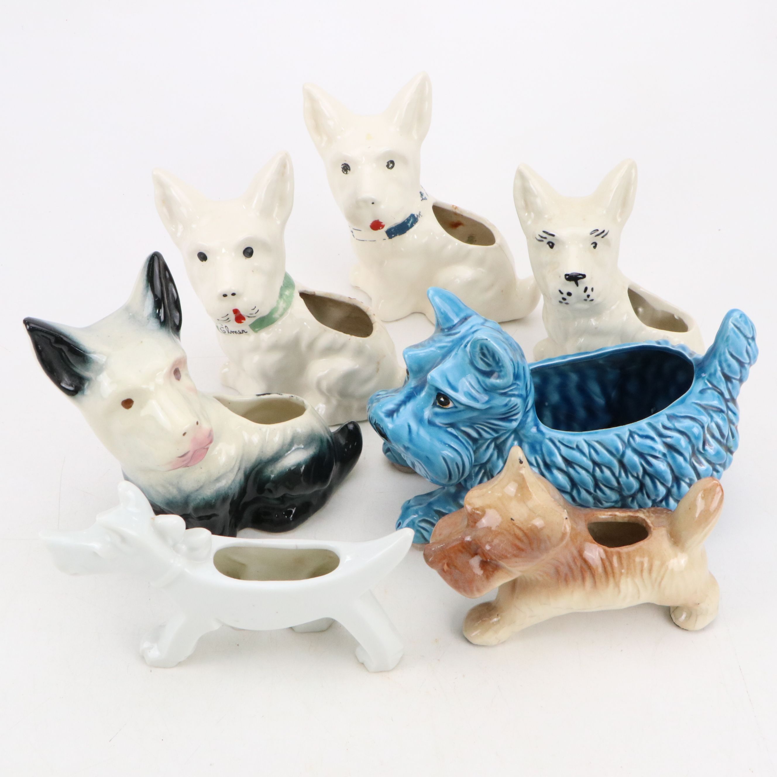 Scottie Dog Ceramic Planters, Mid to Late 20th Century