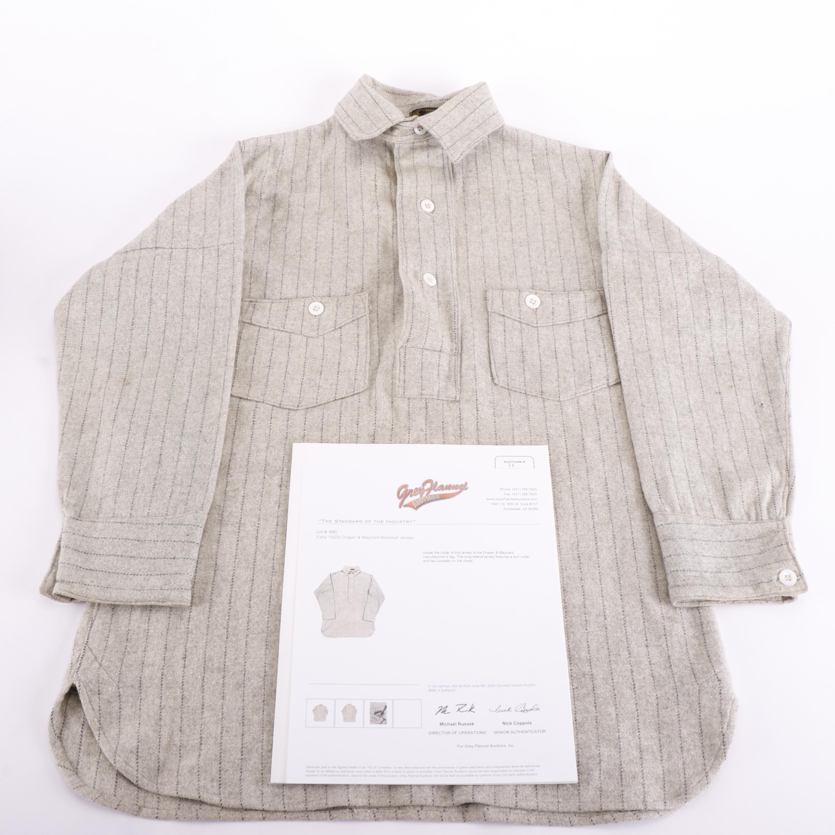 Draper & Maynard Baseball Uniform and Jersey, Early 20th Century