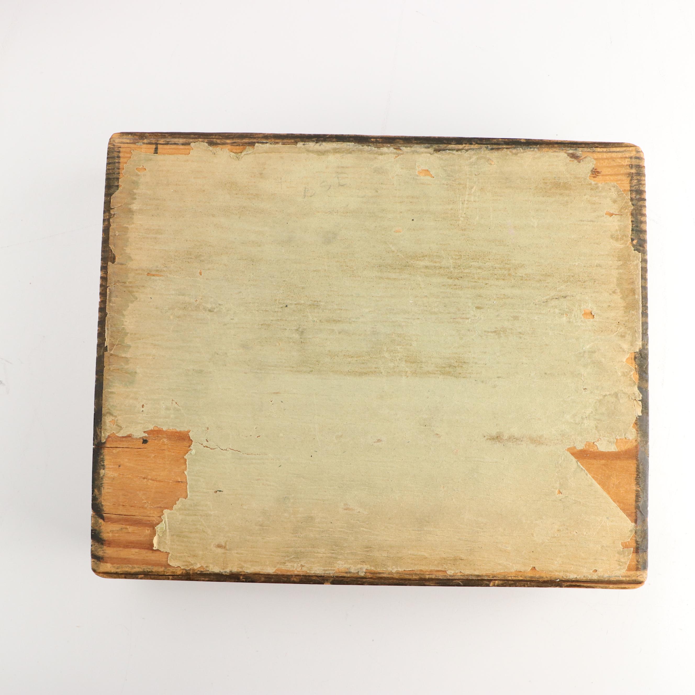 Shaker Style Wooden Sewing Basket with Antique Block Puzzle and More