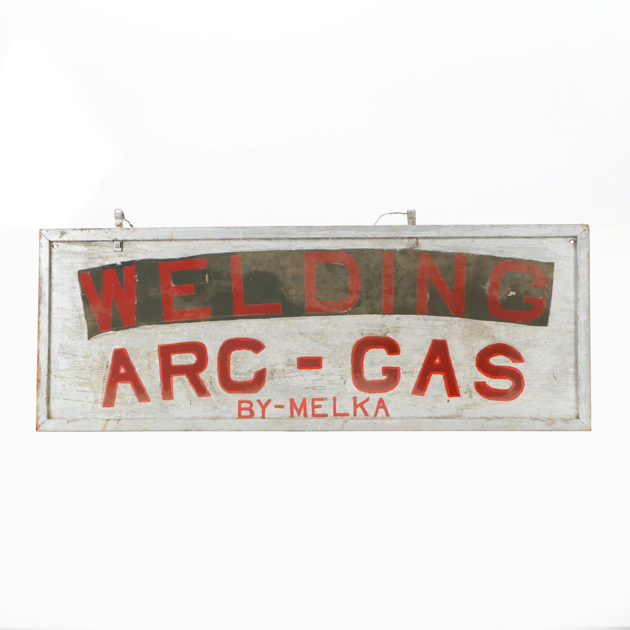Hand-Painted Sign "Welding Arc-Gas," Mid-20th Century