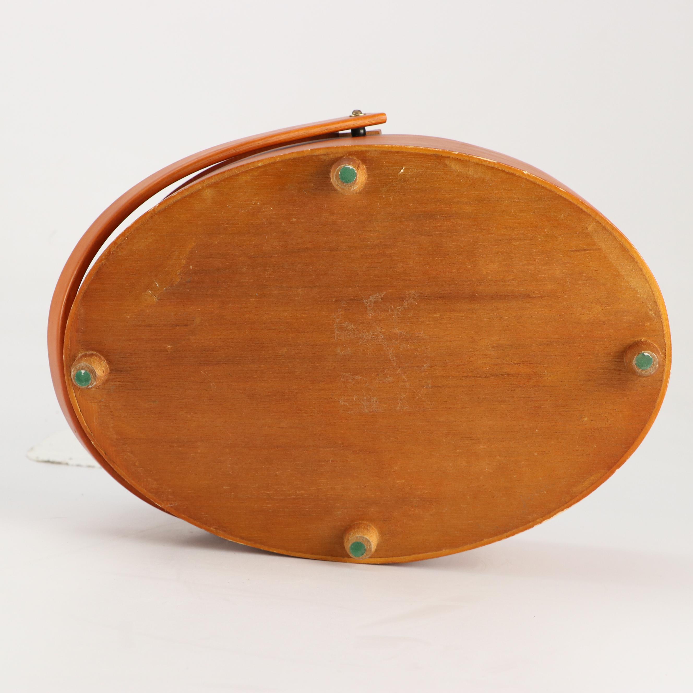 Shaker Style Wooden Sewing Basket with Antique Block Puzzle and More