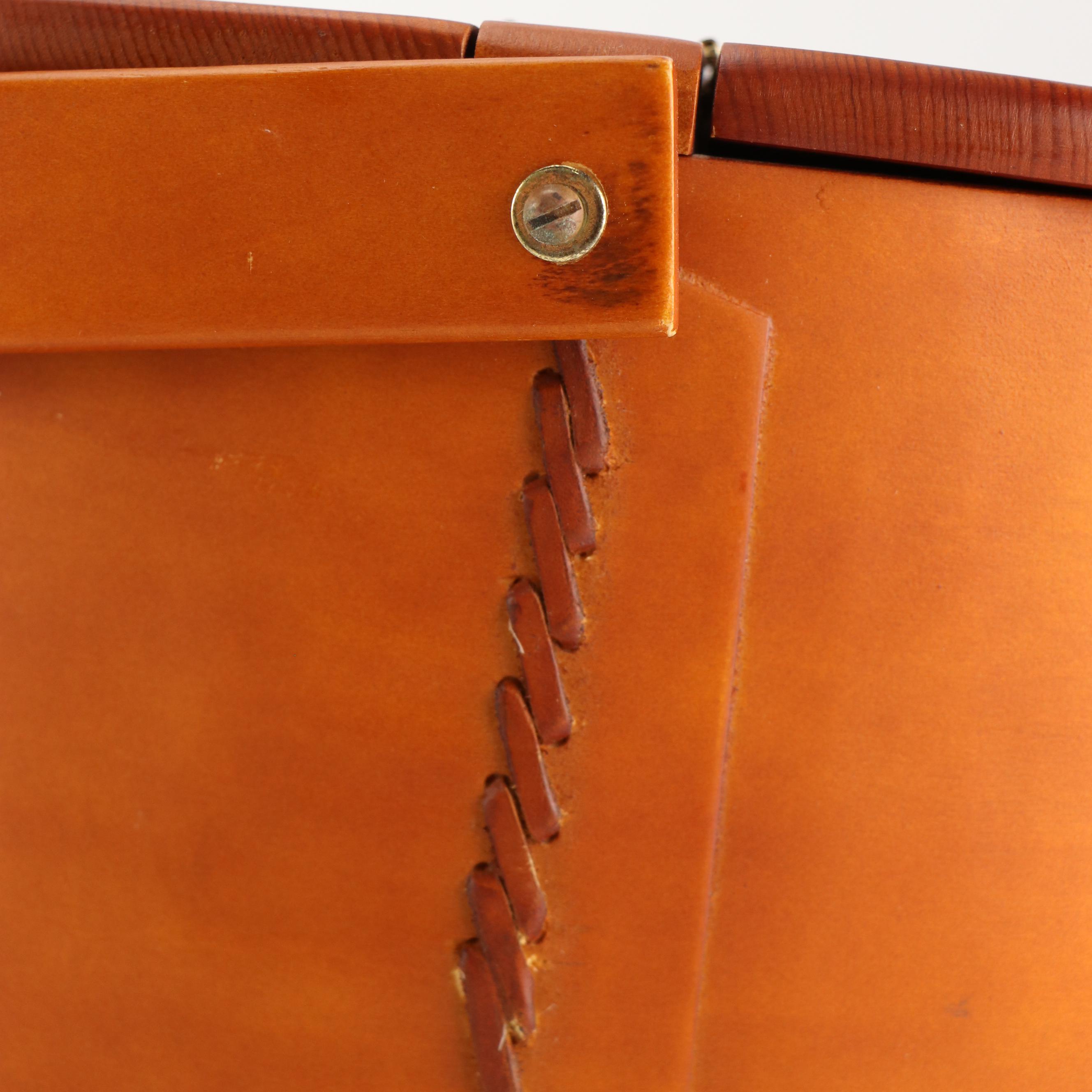 Shaker Style Wooden Sewing Basket with Antique Block Puzzle and More