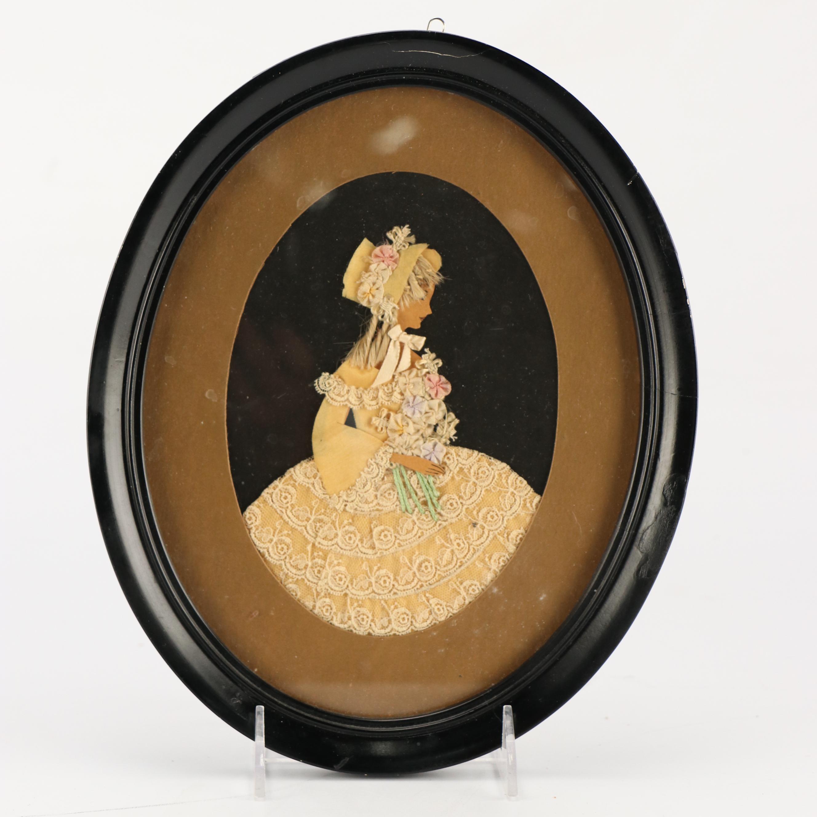 Shaker Style Wooden Sewing Basket with Antique Block Puzzle and More