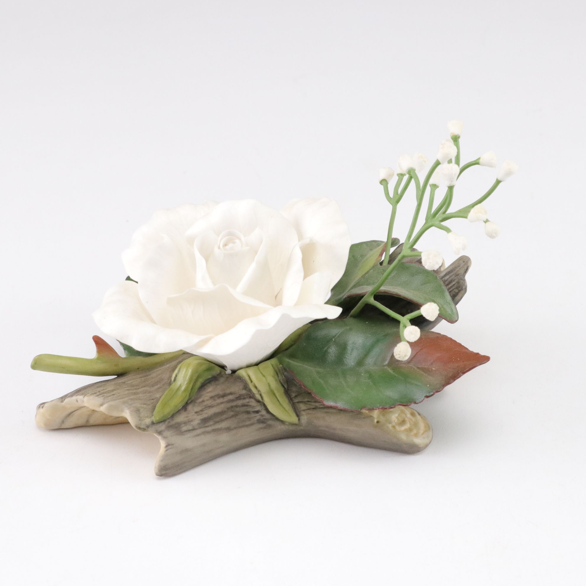 Boehm "Bridal Rose" Featured With Another Boehm Blossom and Unmarked Pink Rose