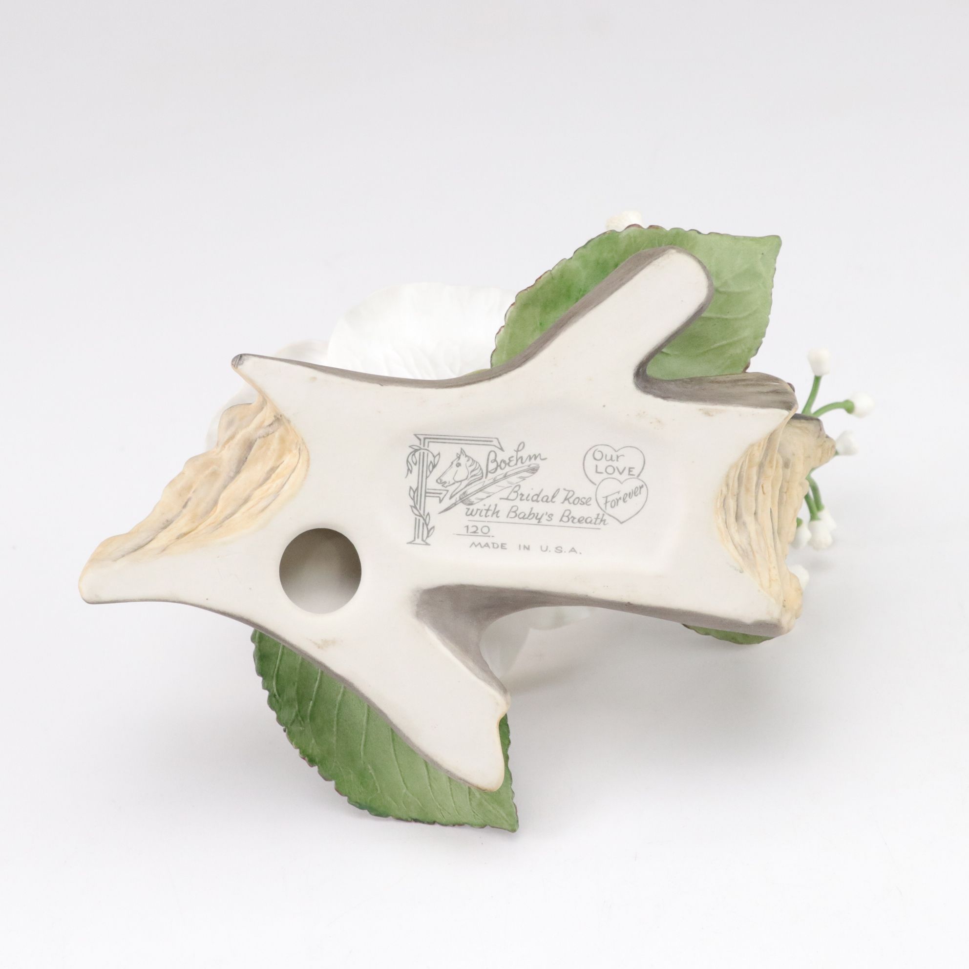 Boehm "Bridal Rose" Featured With Another Boehm Blossom and Unmarked Pink Rose