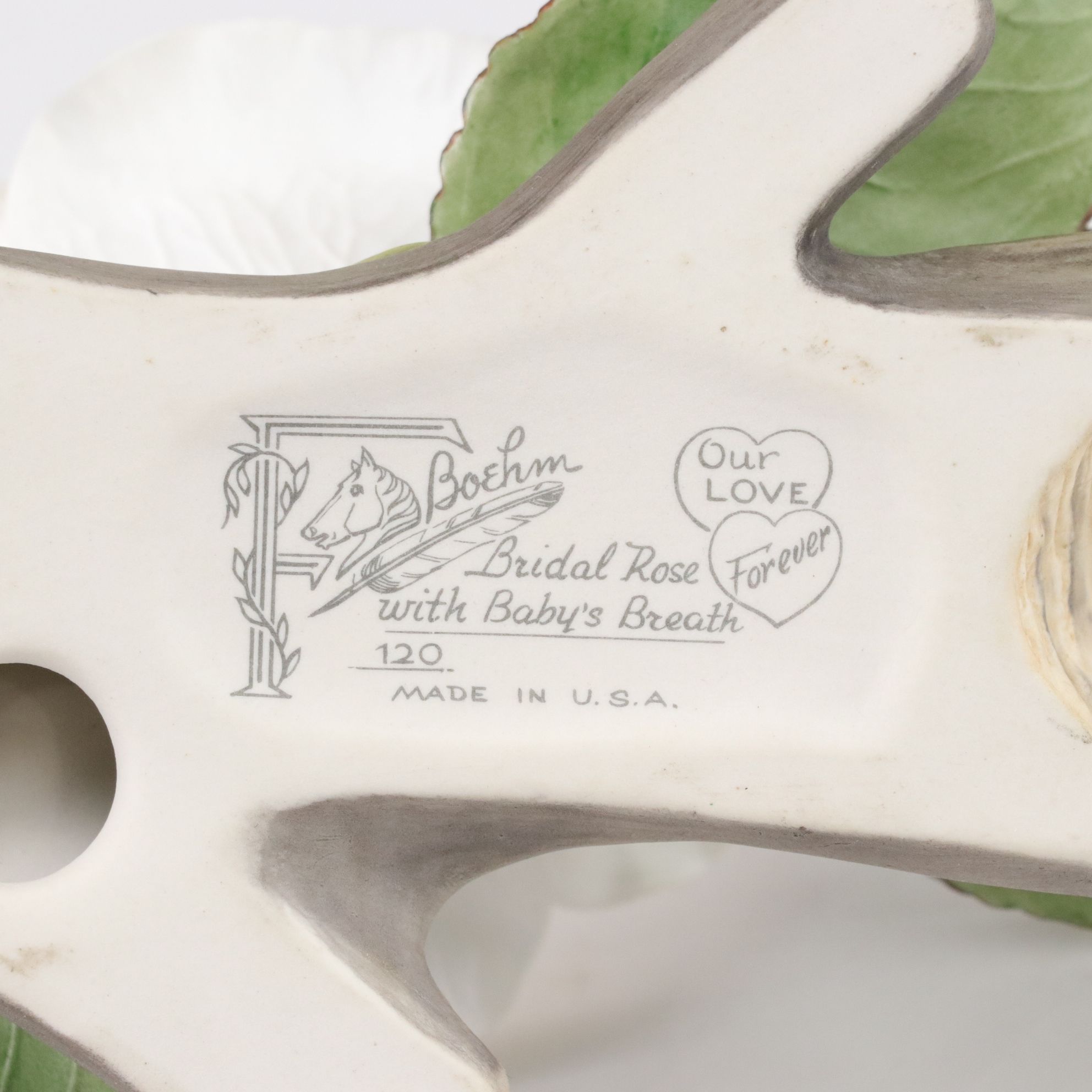 Boehm "Bridal Rose" Featured With Another Boehm Blossom and Unmarked Pink Rose