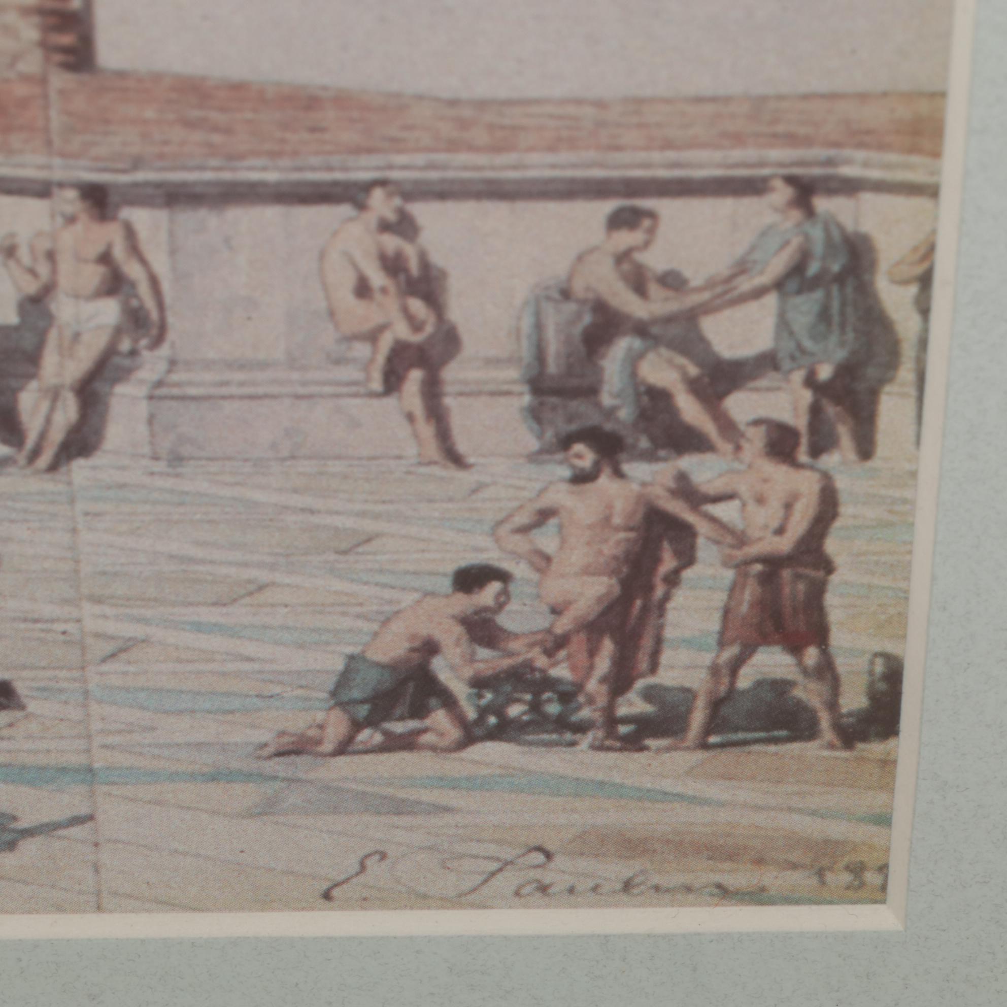 Offset Lithograph After Edmond Paulin "Cross-Section of the Baths of Diocletian"