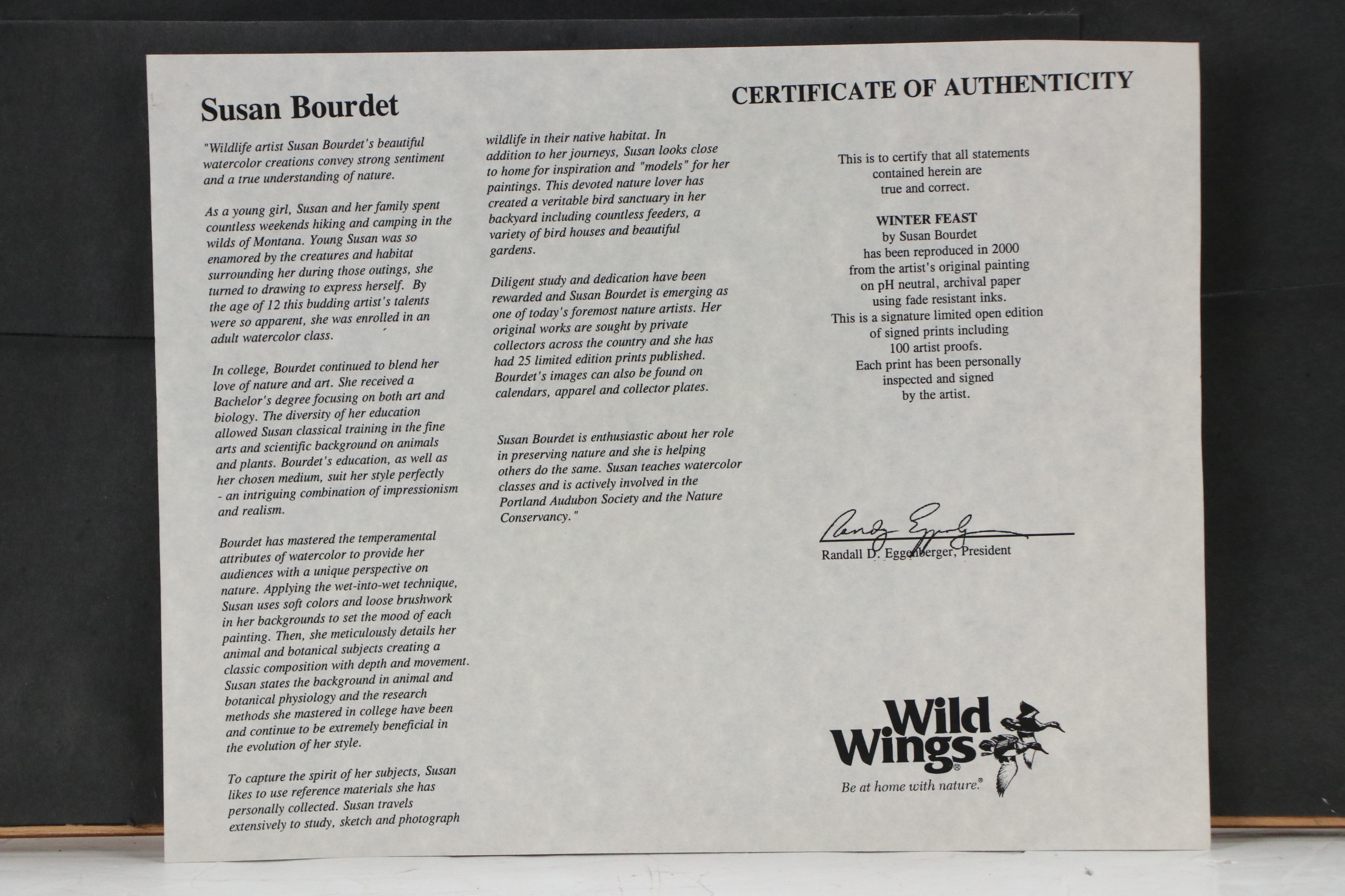 Susan D. Bourdet Offset Lithograph "Winter Feast," 2000