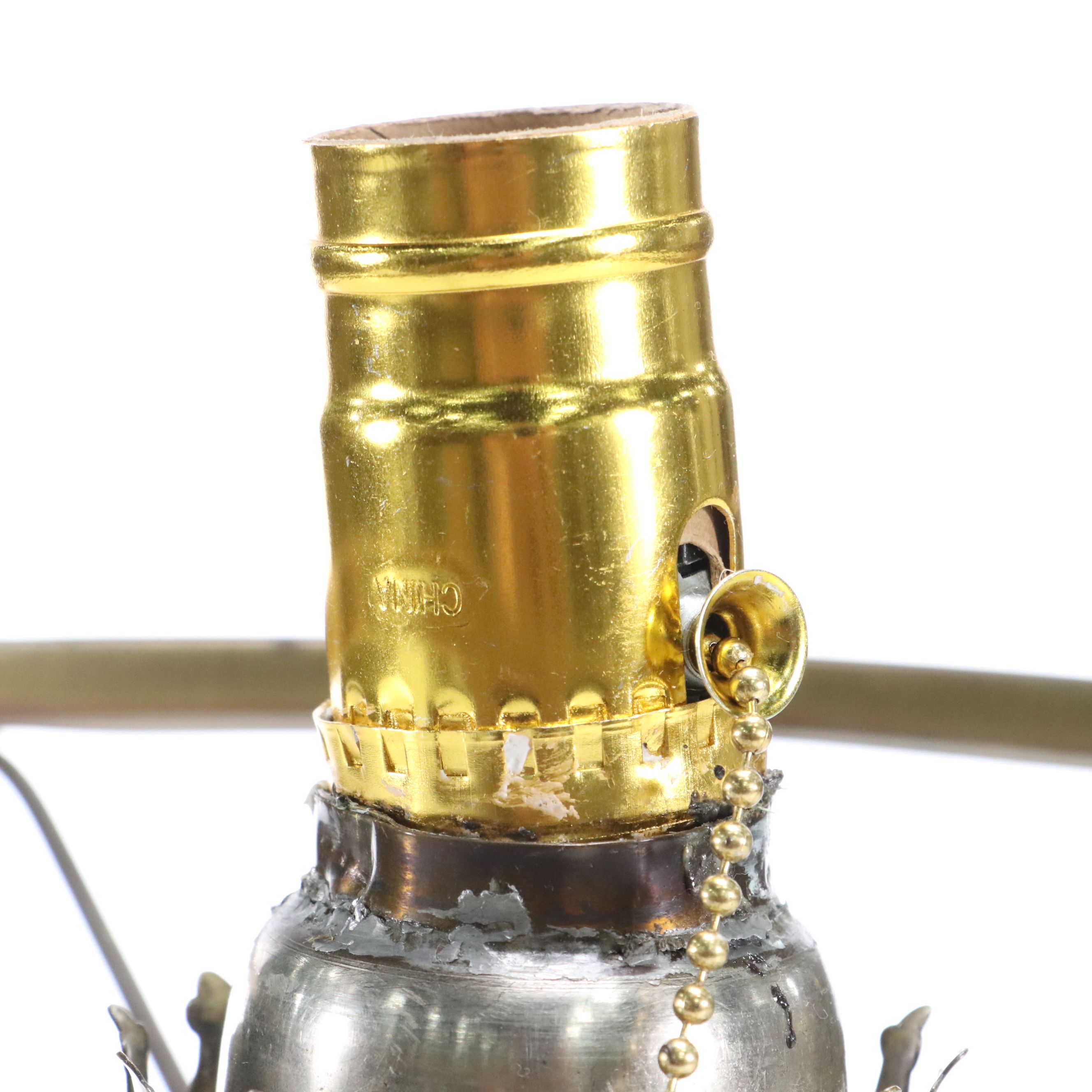 Victorian Style Paint-Decorated Oil Parlor Lamp, Adapted Mid-20th C