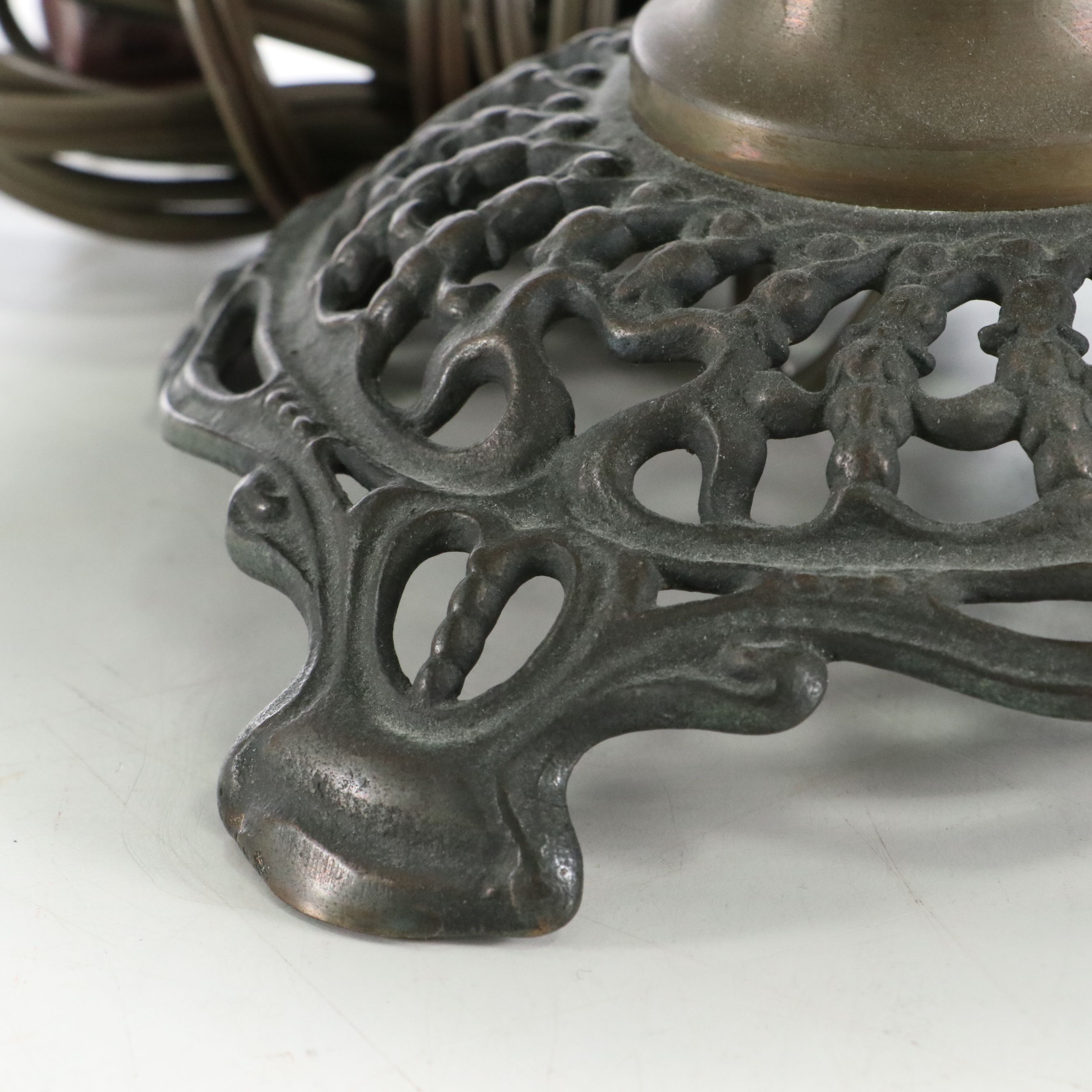 Victorian Style Paint-Decorated Oil Parlor Lamp, Adapted Mid-20th C