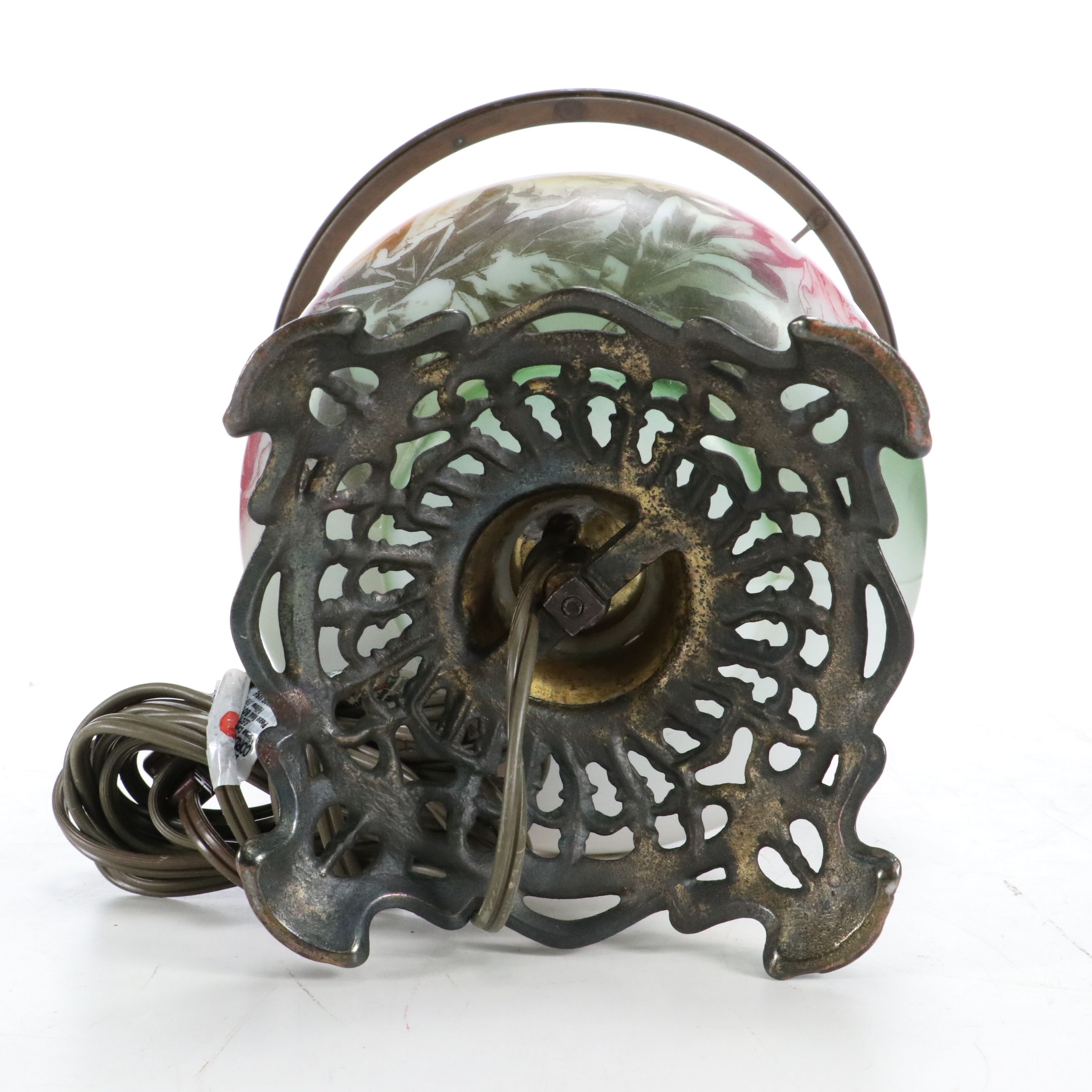 Victorian Style Paint-Decorated Oil Parlor Lamp, Adapted Mid-20th C