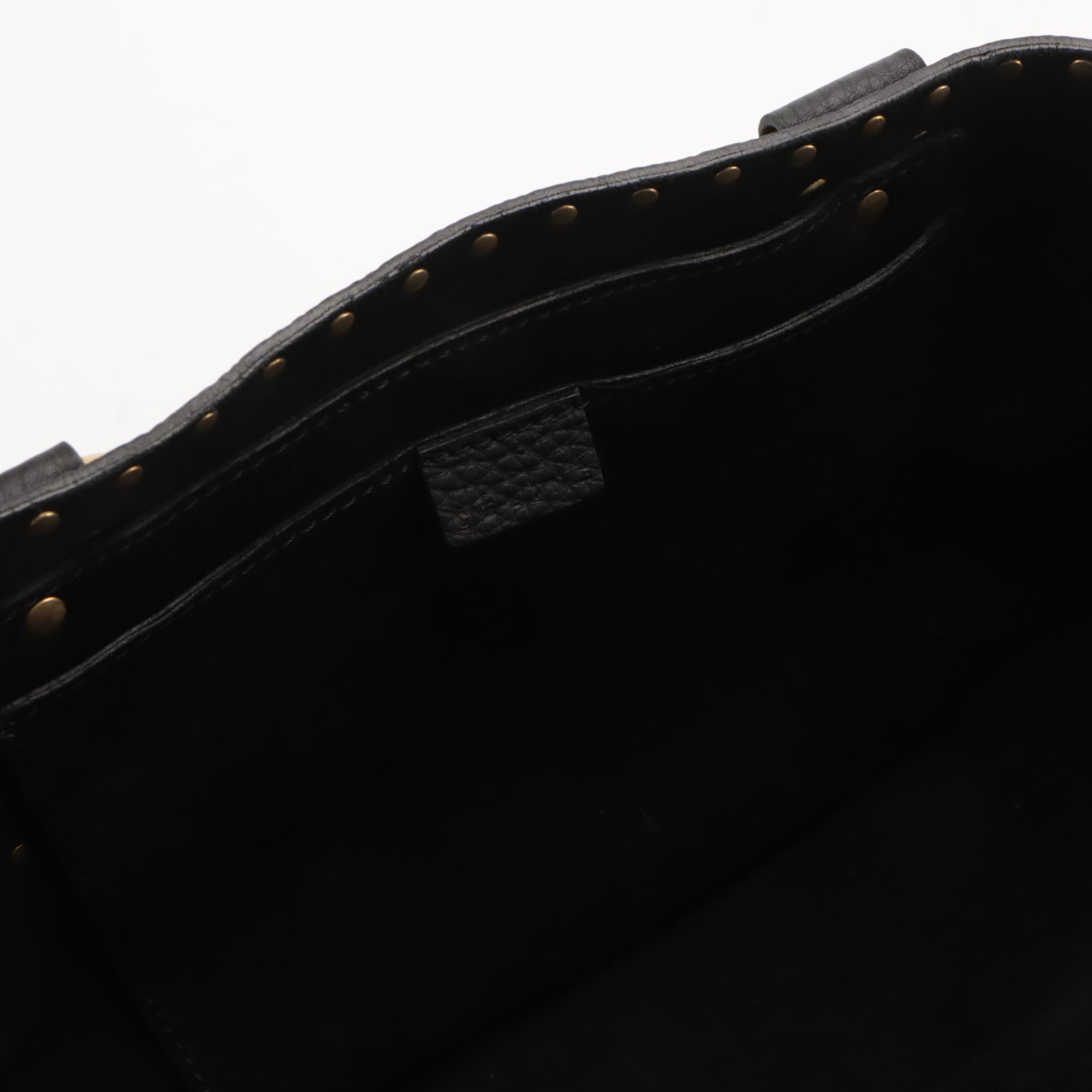 Celine Studded Boogie Bag in Black Calfskin Leather
