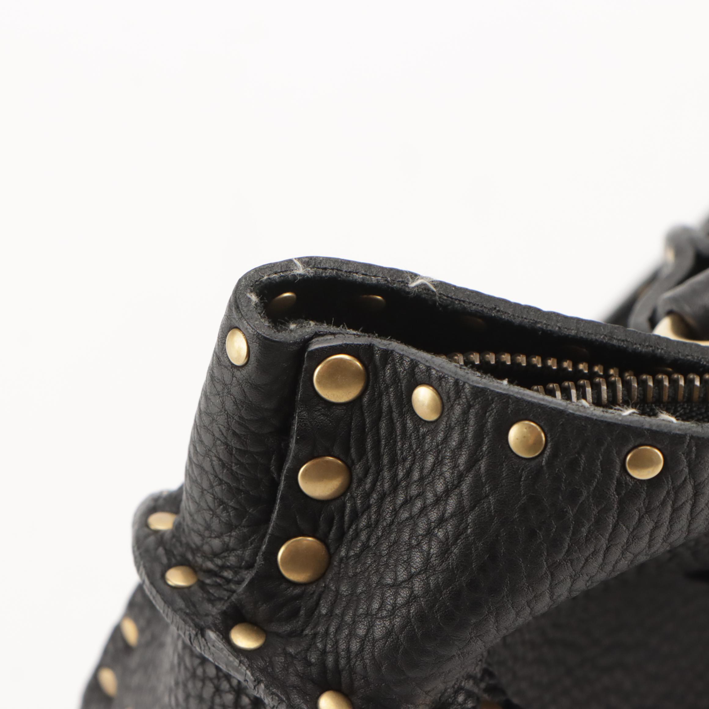 Celine Studded Boogie Bag in Black Calfskin Leather