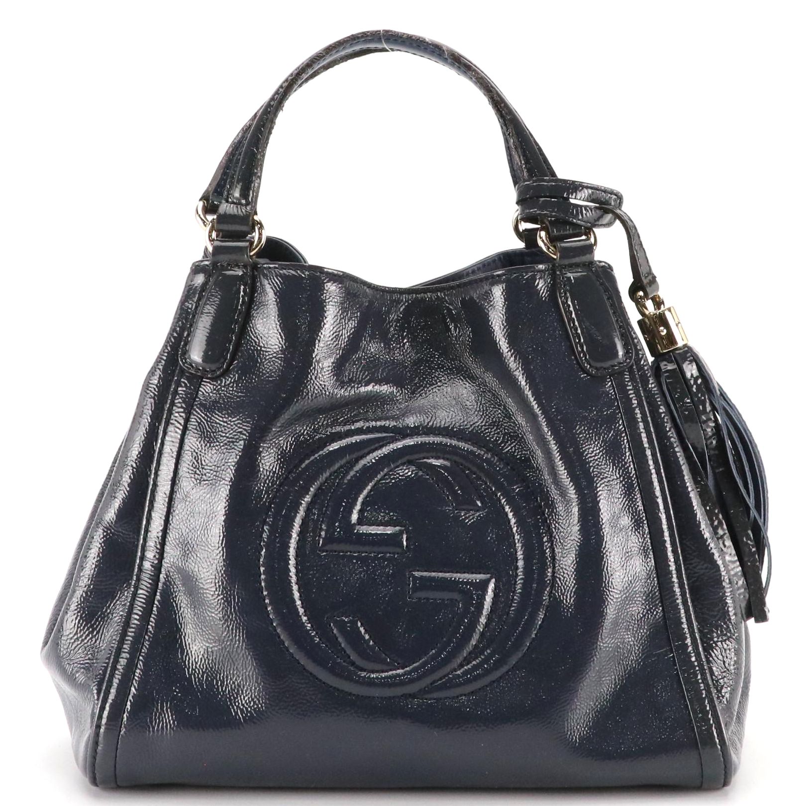 Gucci Patent Leather Soho Two-Way Bag with Tassel