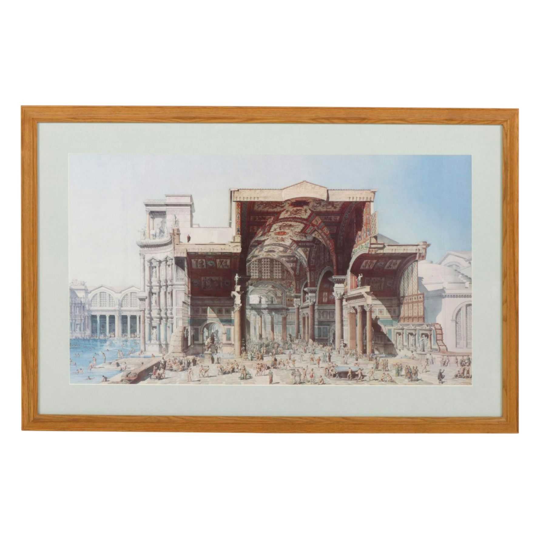 Offset Lithograph After Edmond Paulin "Cross-Section of the Baths of Diocletian"