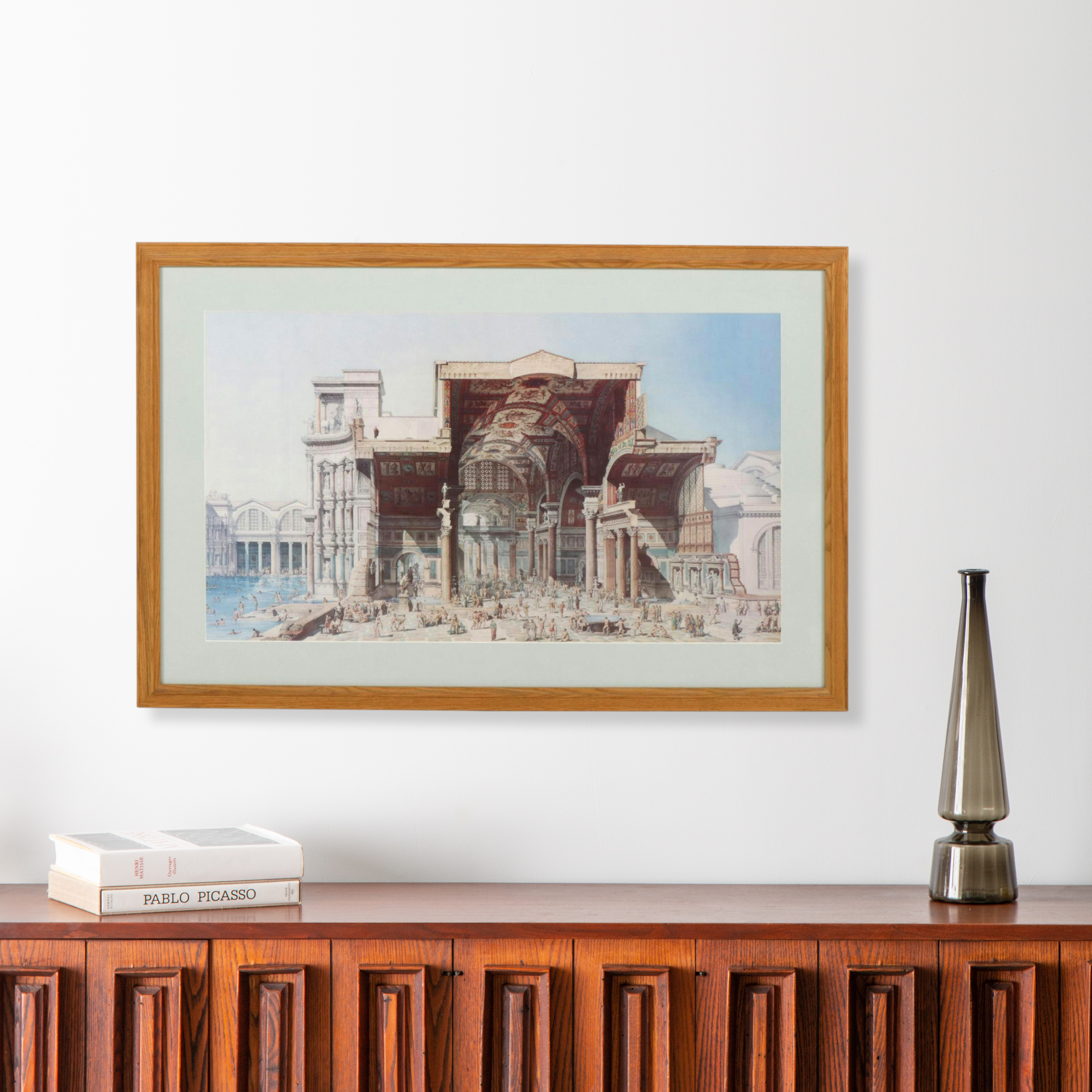Offset Lithograph After Edmond Paulin "Cross-Section of the Baths of Diocletian"
