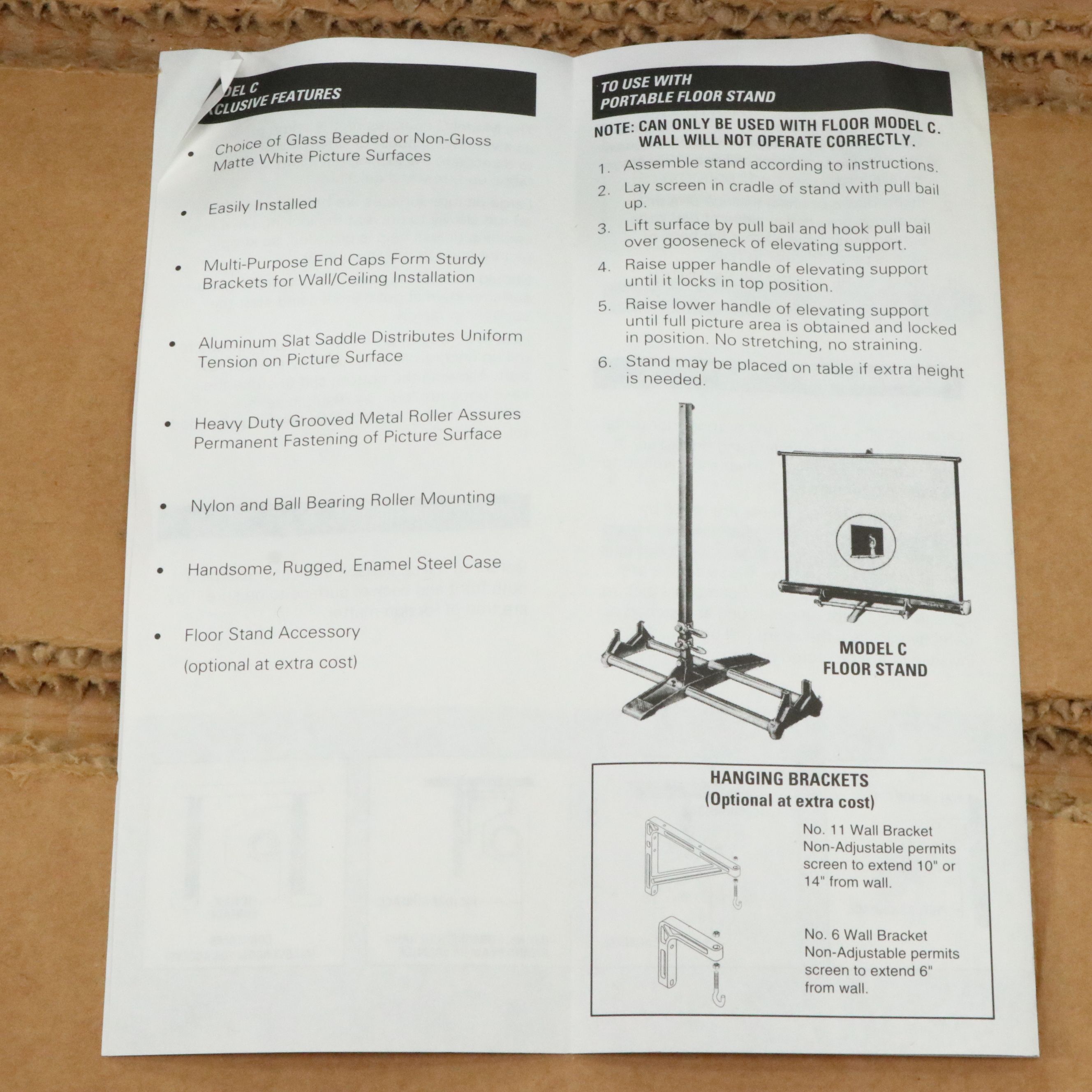 Da-Lite Model C White Metal Frame Manual Pulldown 8' x 10' Projection Screen