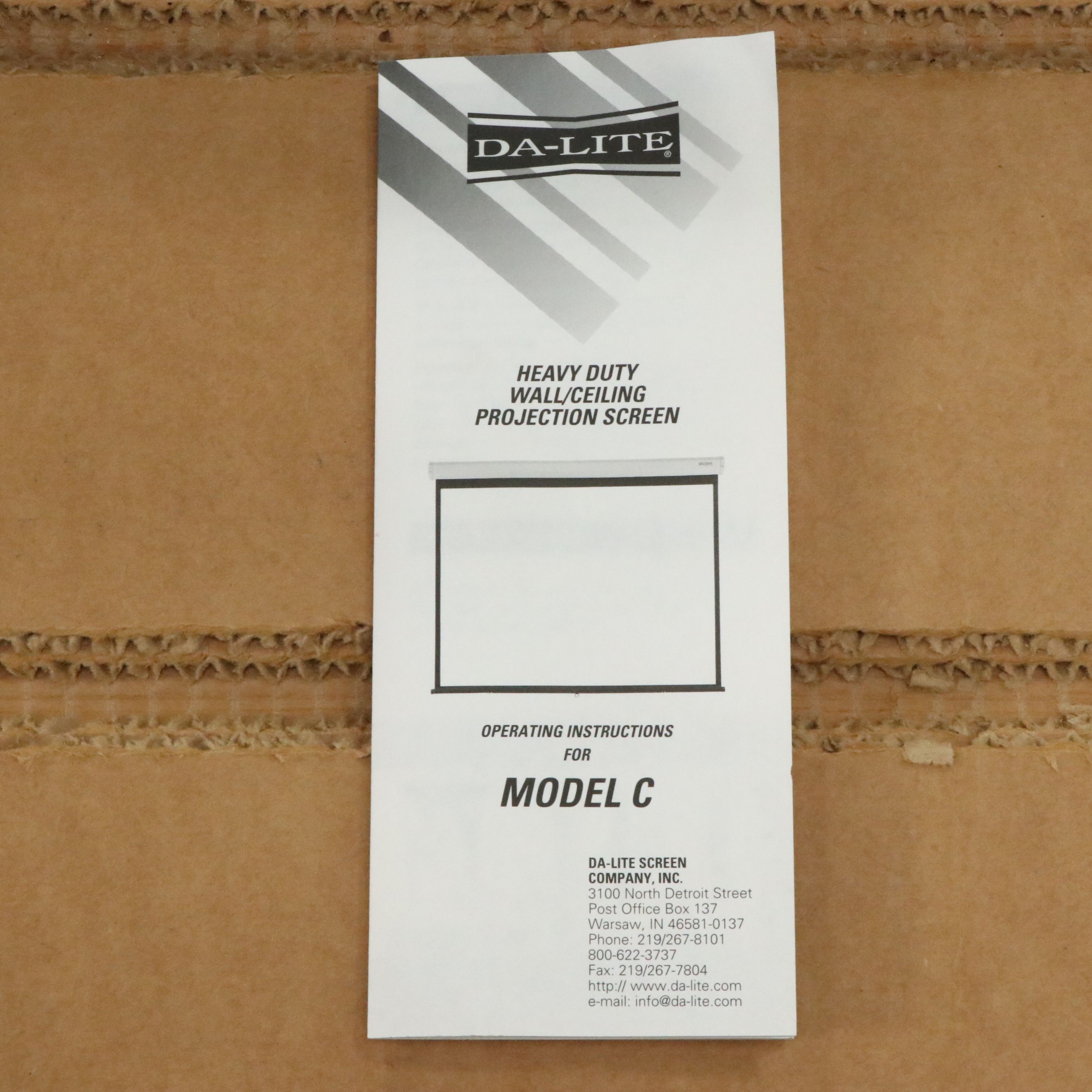 Da-Lite Model C White Metal Frame Manual Pulldown 8' x 10' Projection Screen