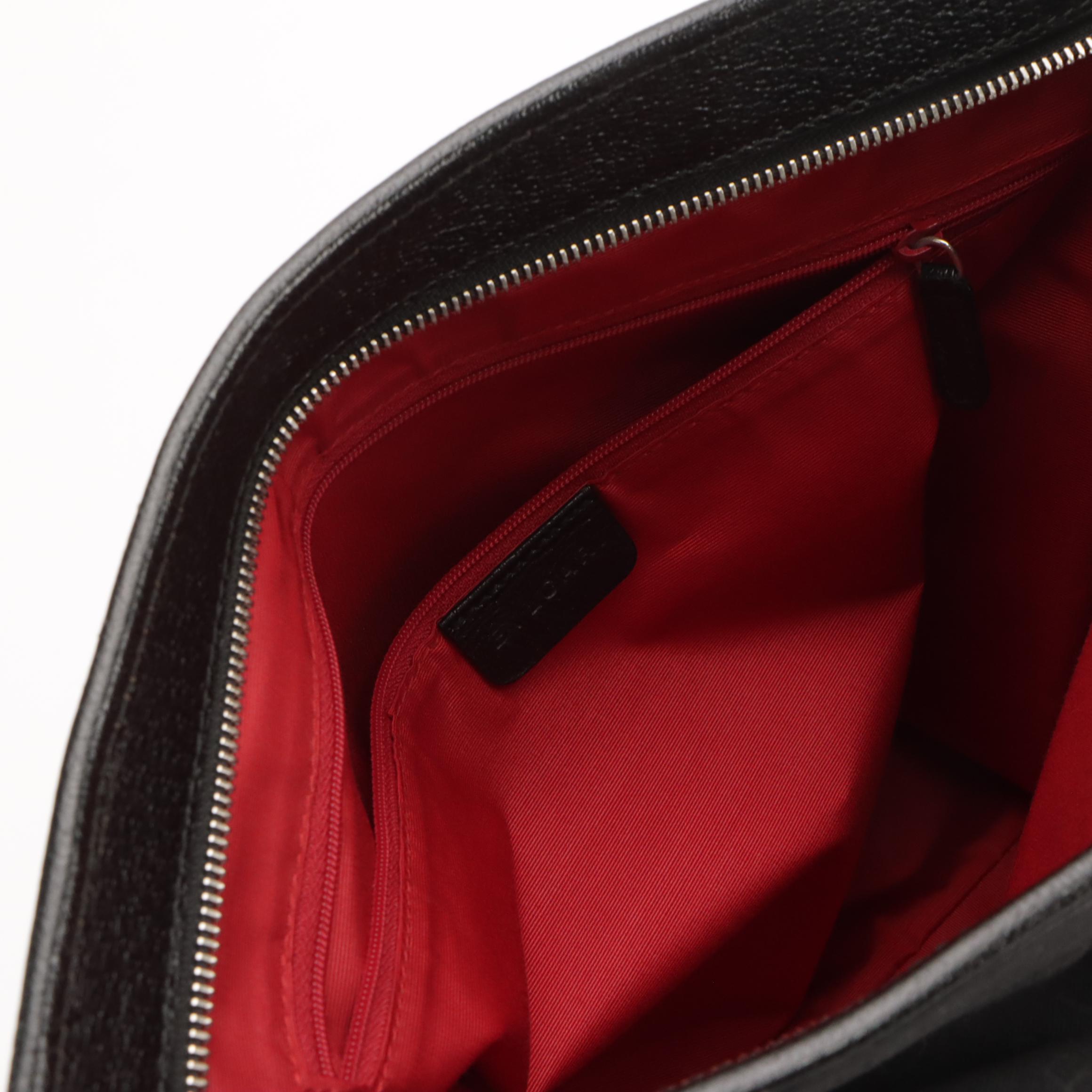 BVLGARI Black Jacquard Canvas and Cinghiale Leather Logomania Tote