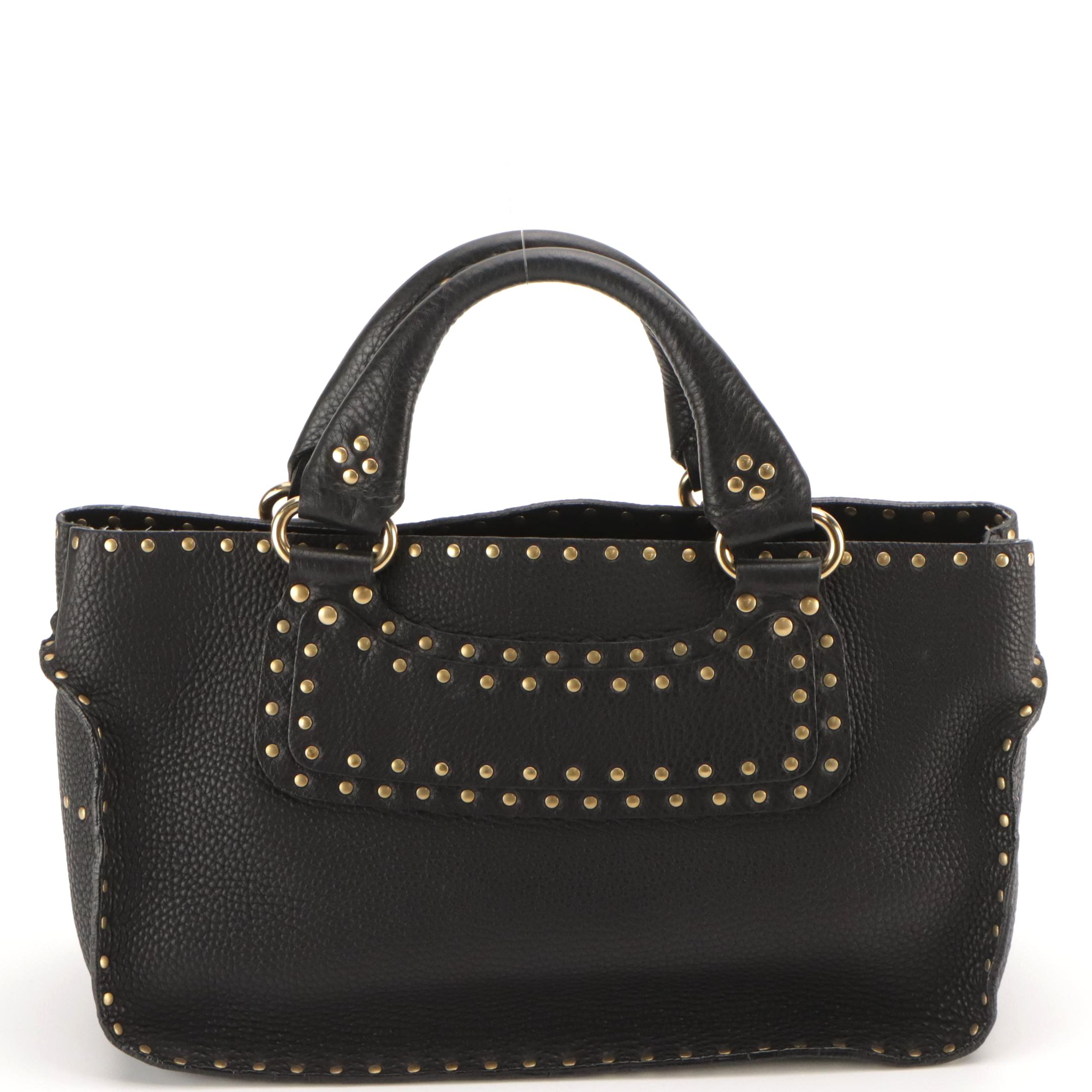 Celine Studded Boogie Bag in Black Calfskin Leather