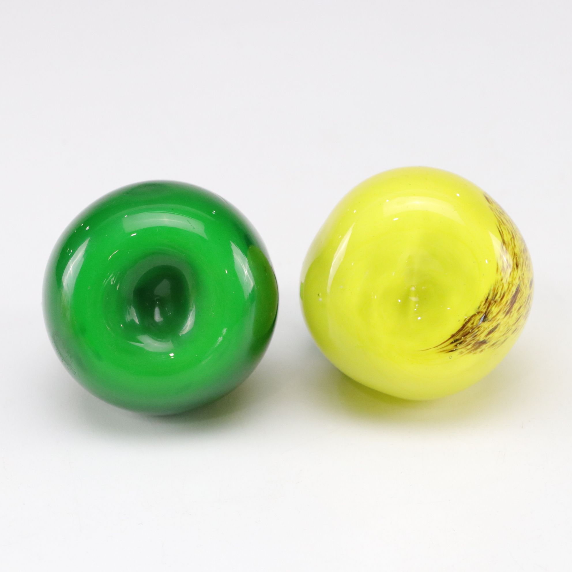 Murano Glass and Stone Fruit in Indiana Marigold Carnival Glass Bowl