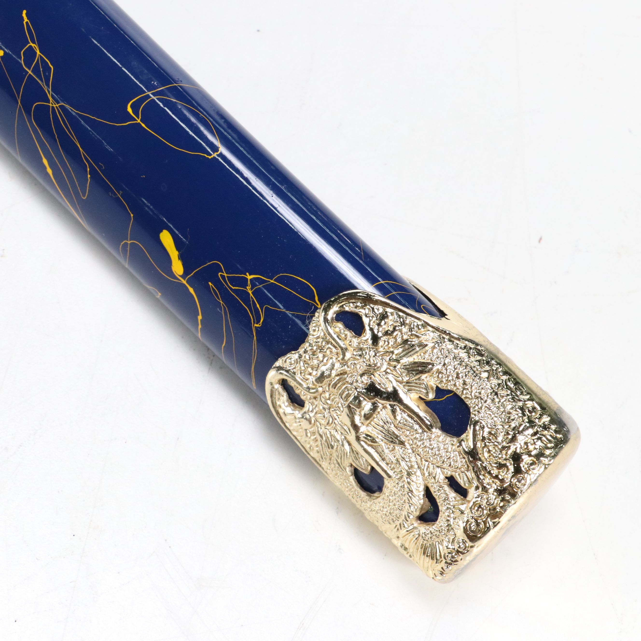 Contemporary Resin Dragon Handle Katana with Blue Scabbard