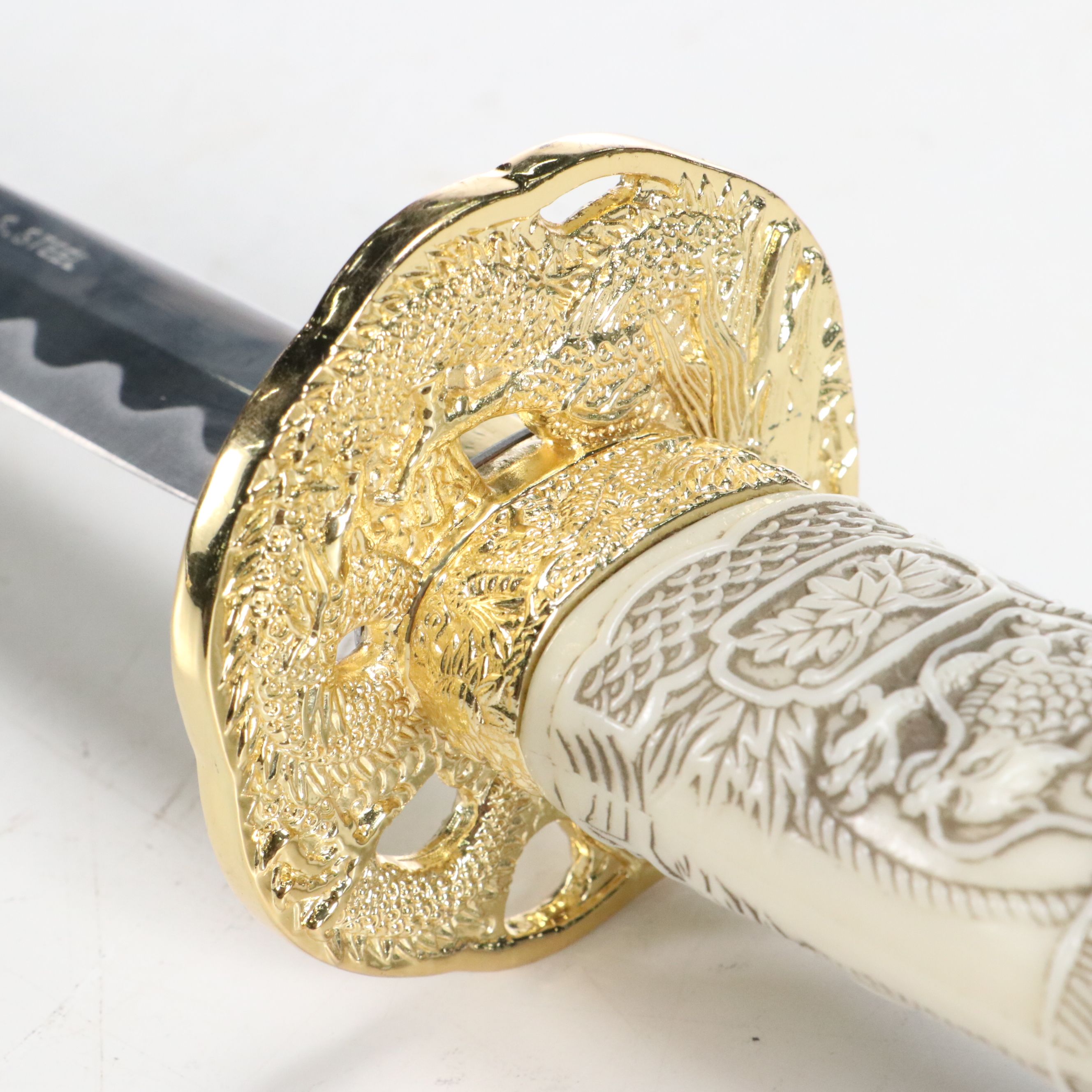 Contemporary Resin Dragon Handle Katana with Blue Scabbard