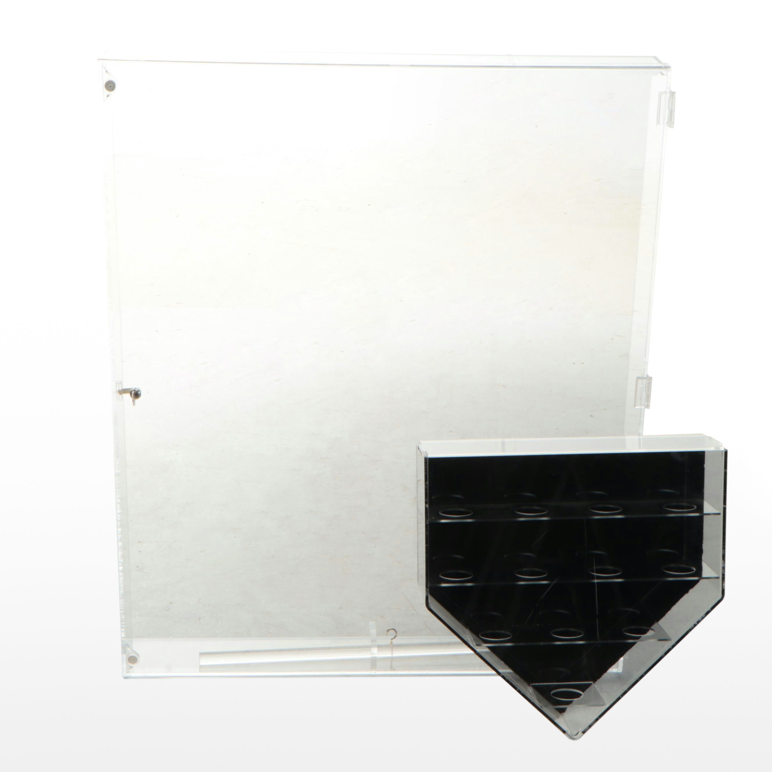 Jersey Display Case with Home Plate Shaped Baseball Display Case