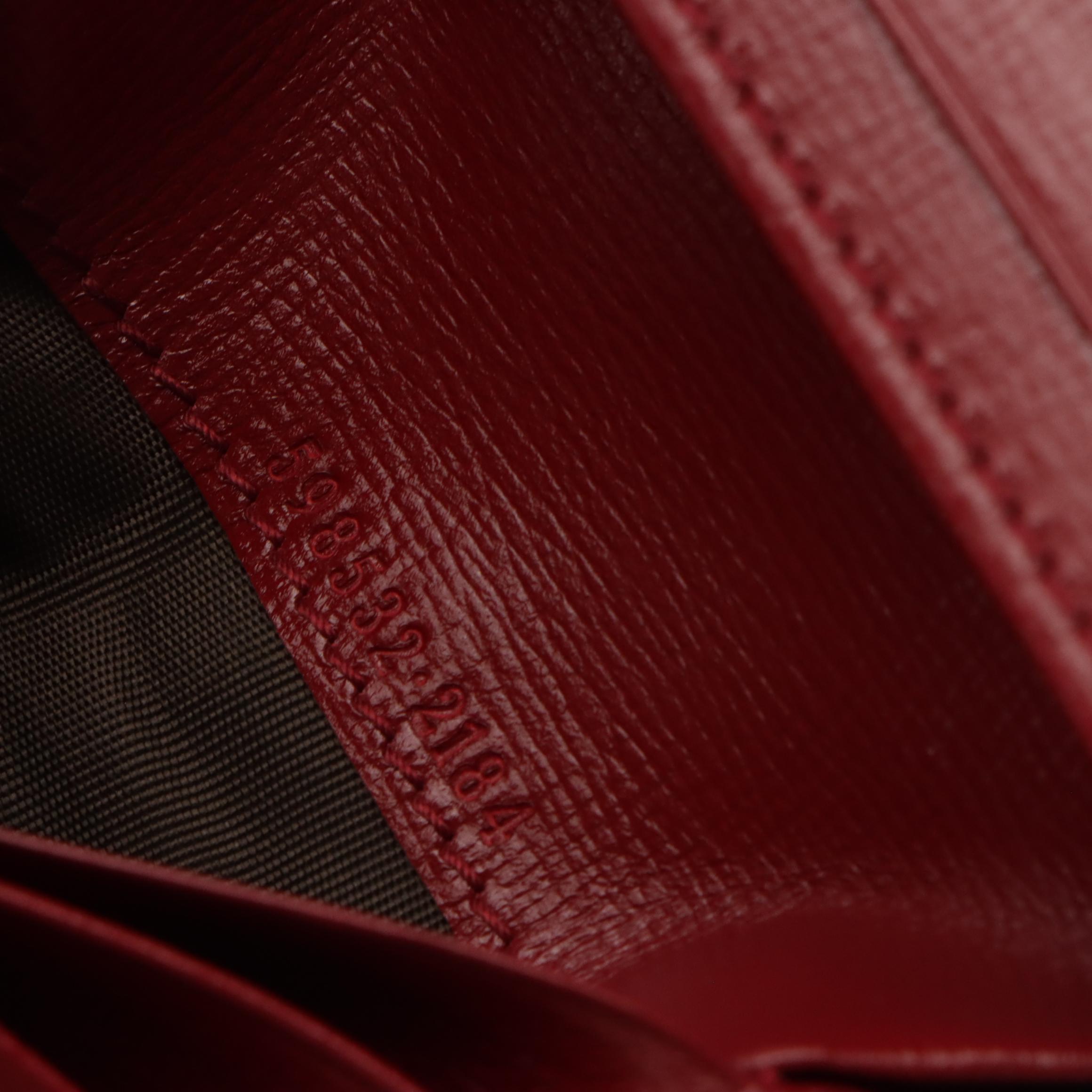 Gucci GG Compact Card Wallet in Cherry Red Grained Leather, With Box