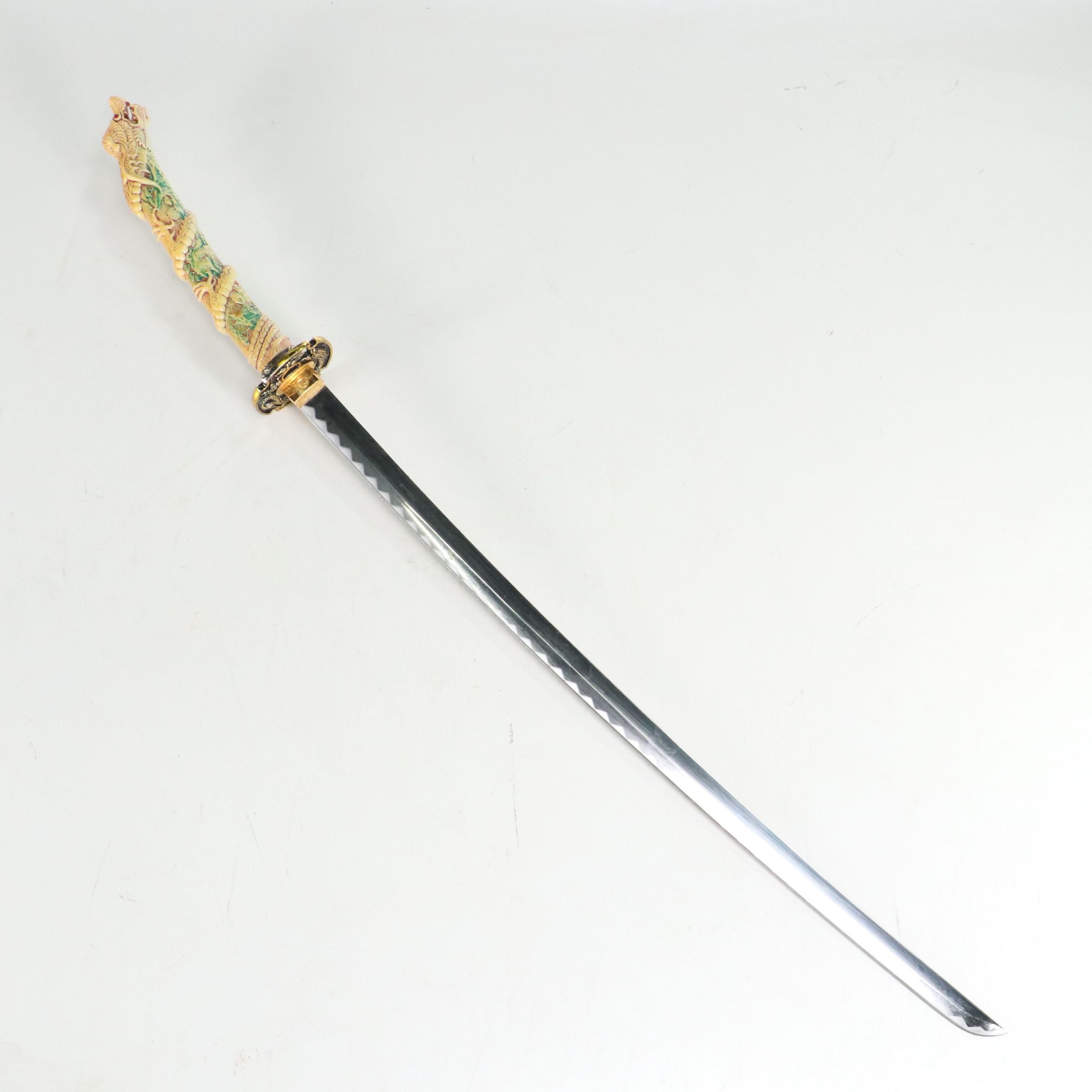 Contemporary Dragon Resin Handle Katana with Red Scabbard