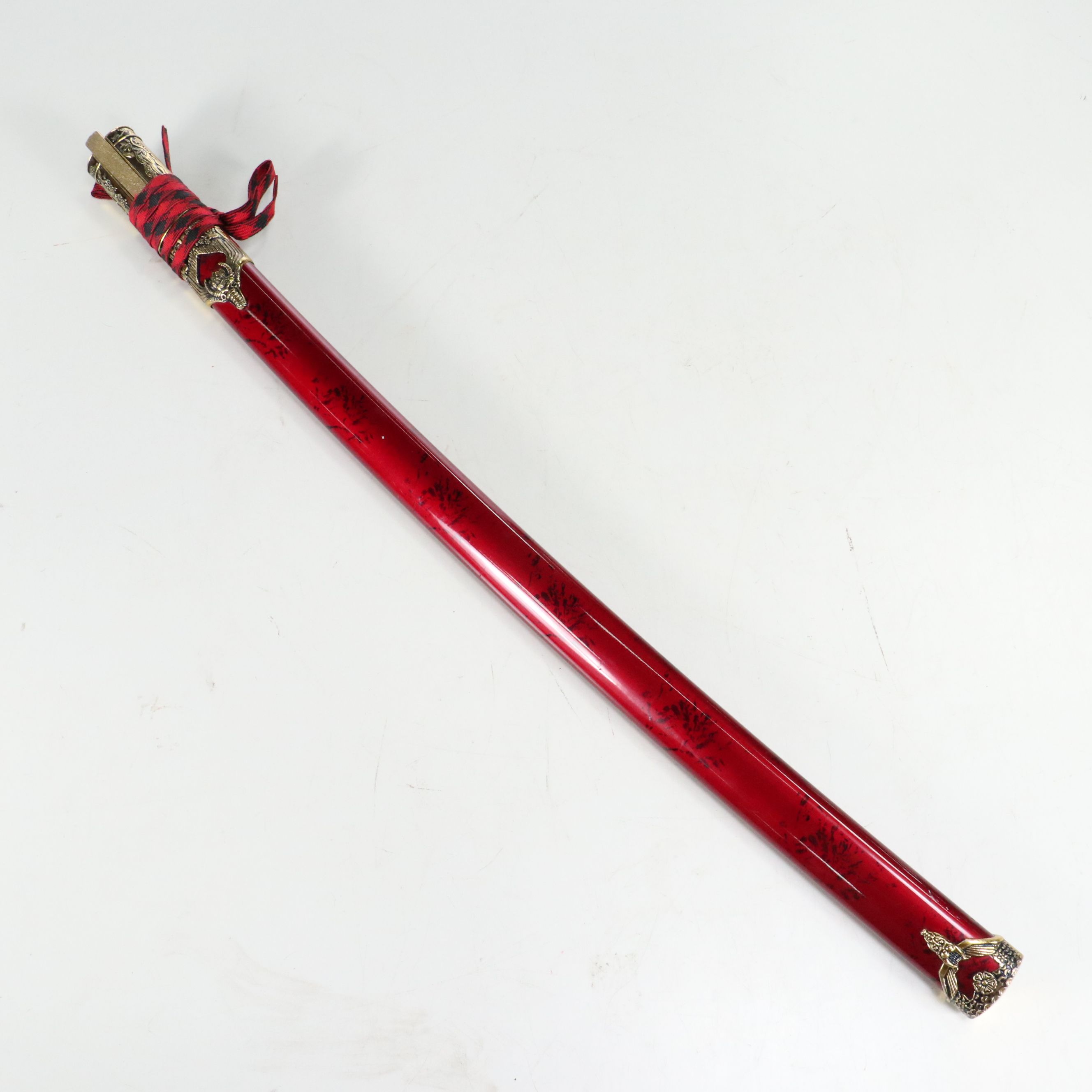 Contemporary Dragon Resin Handle Katana with Red Scabbard