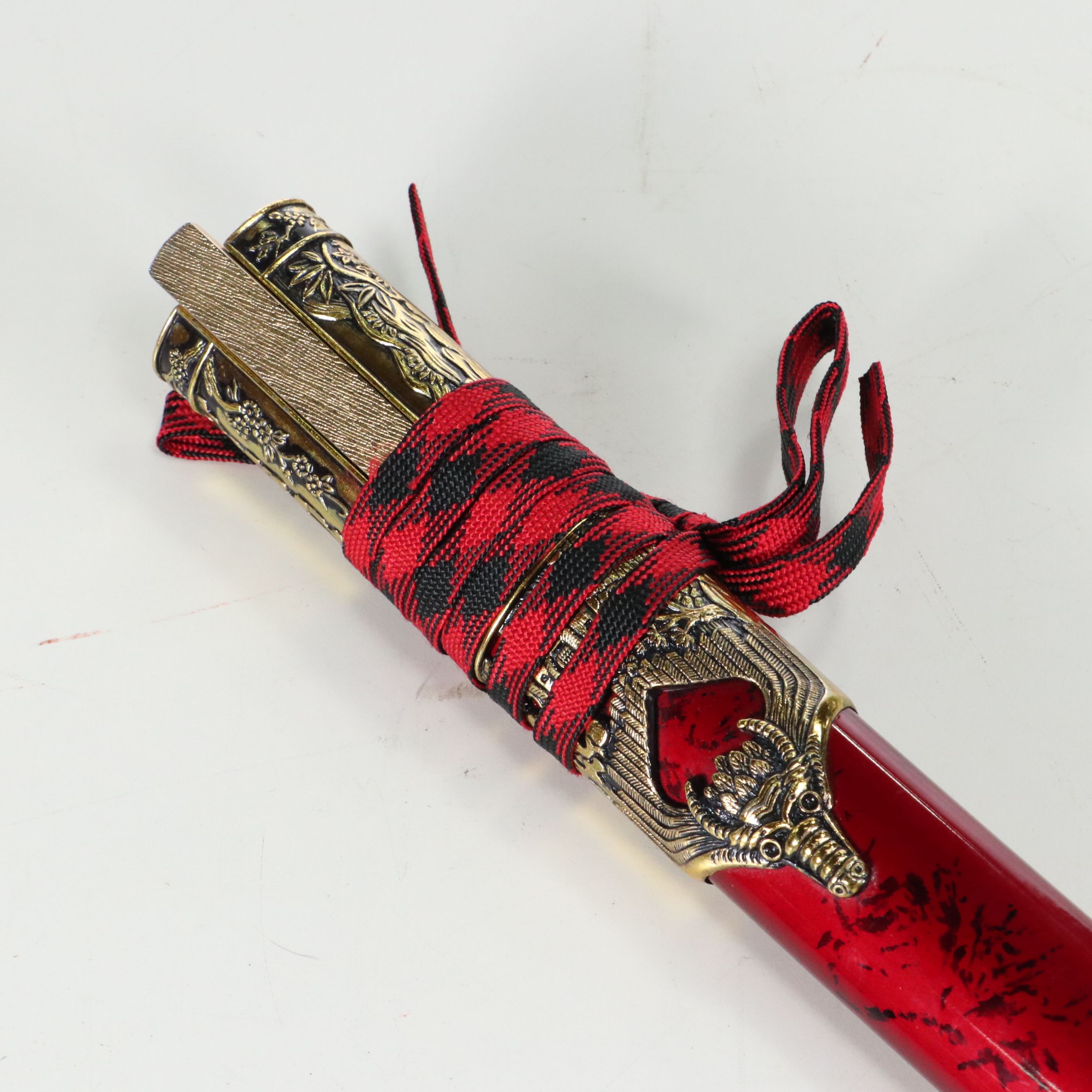 Contemporary Dragon Resin Handle Katana with Red Scabbard