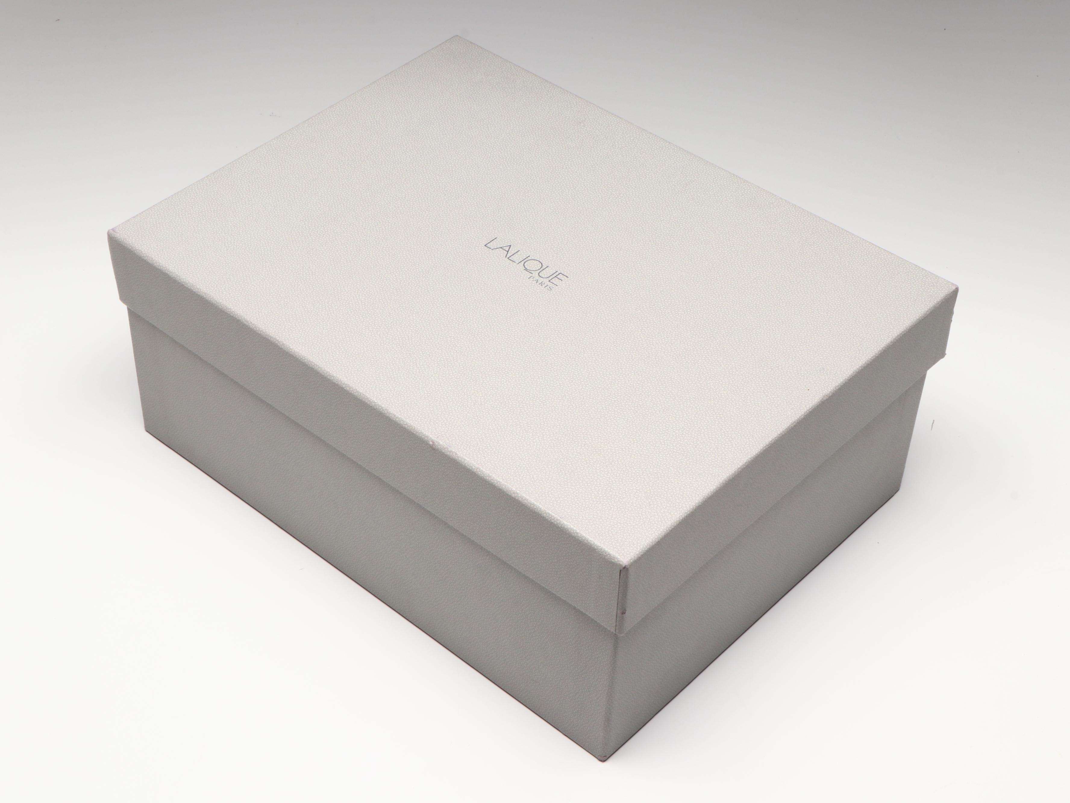 Lalique "Madrona" Crystal and Burl Wood Veneer Humidor, circa 1994