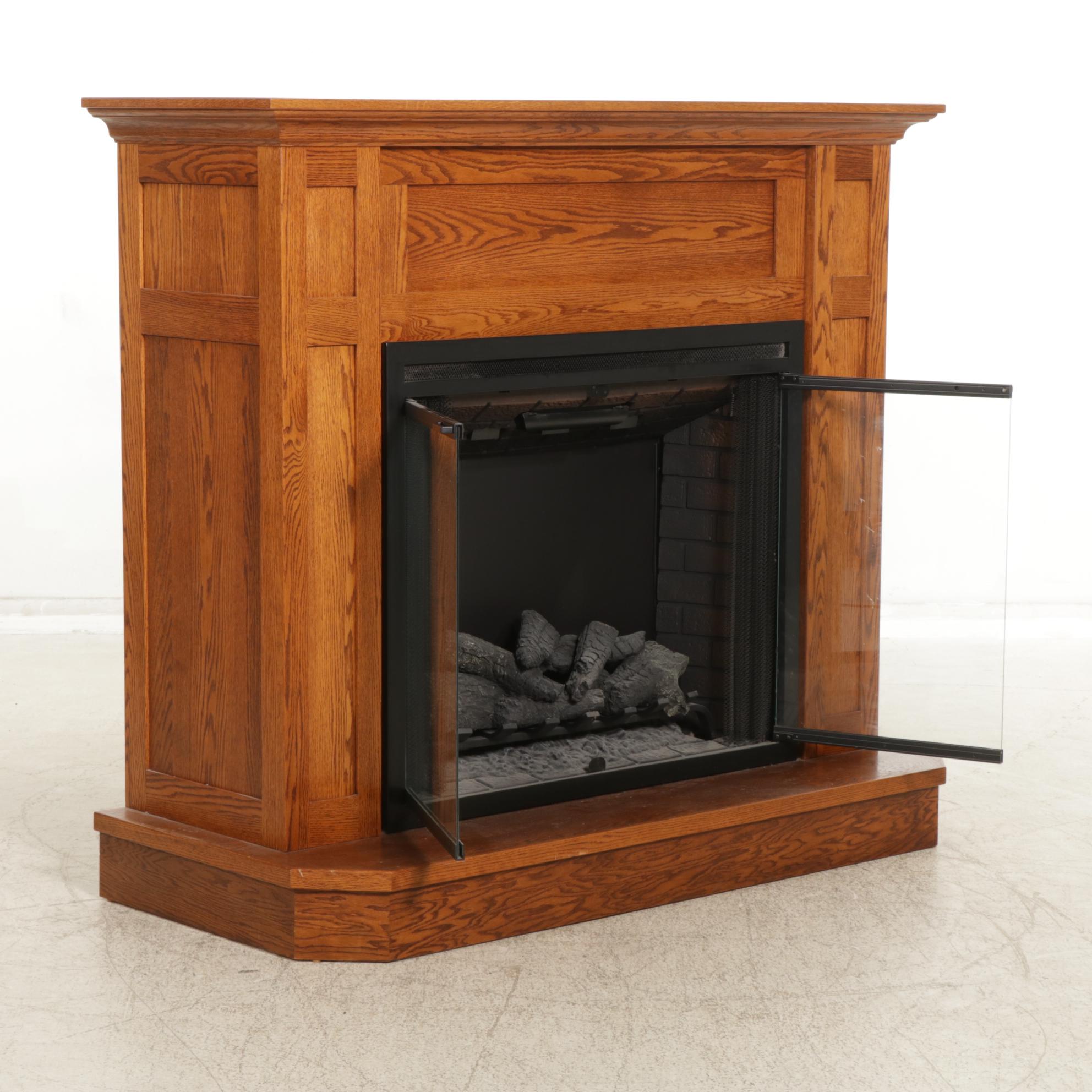 Classic Flame Electric Fireplace in Amish-Made Oak Surround