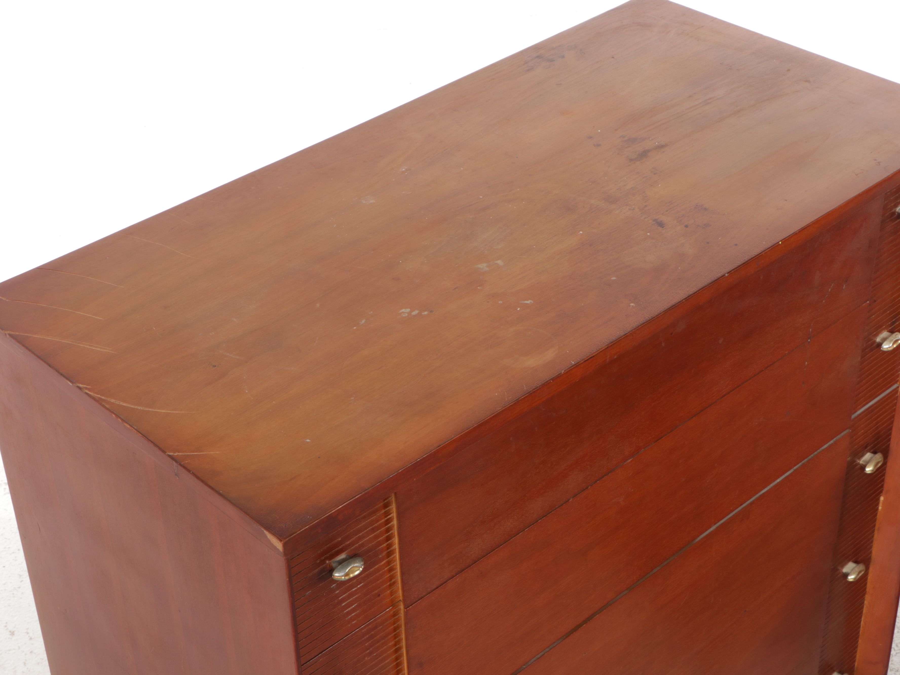 Mid Century Modern Mahogany Nightstand, Dresser and Tall Chest