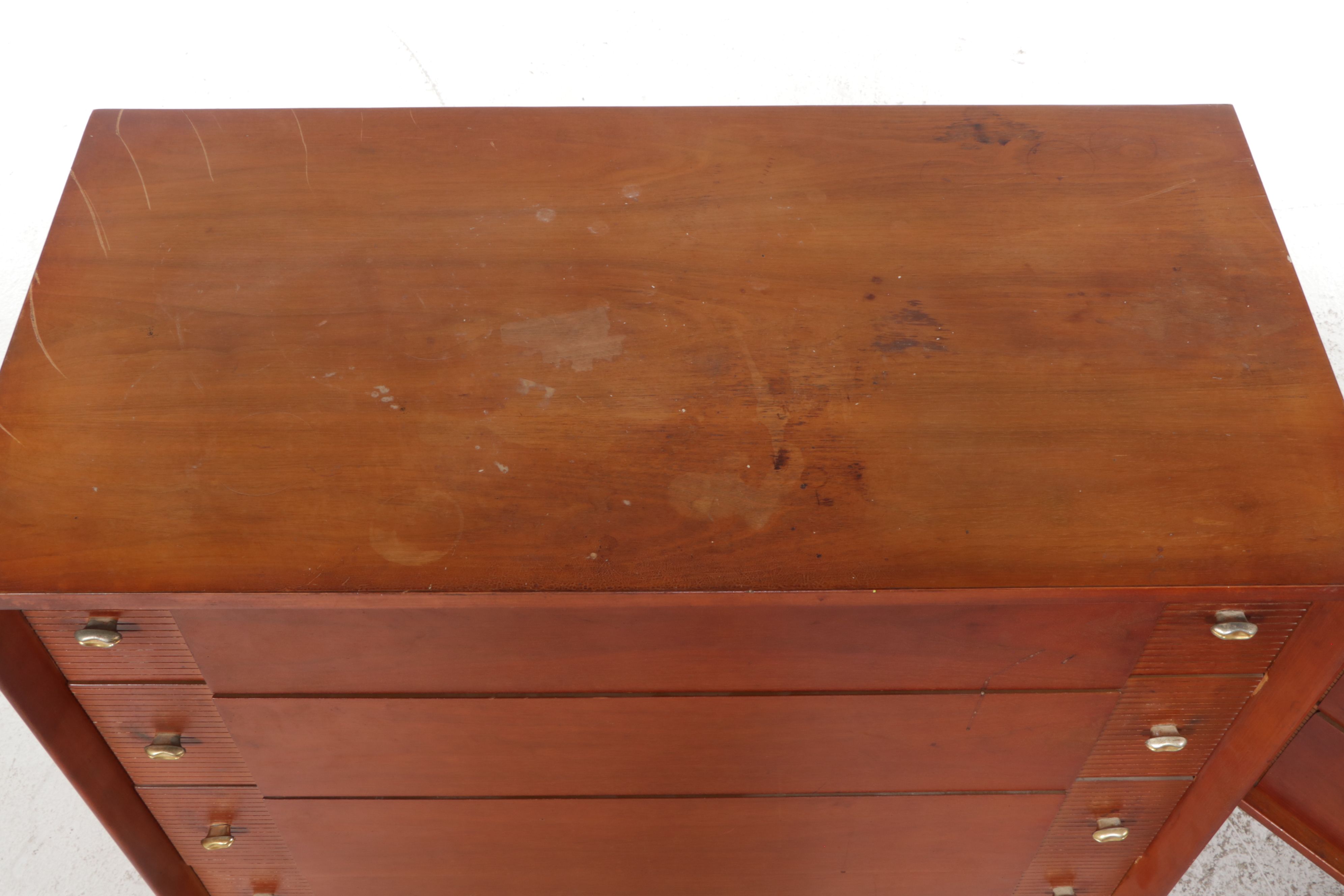 Mid Century Modern Mahogany Nightstand, Dresser and Tall Chest