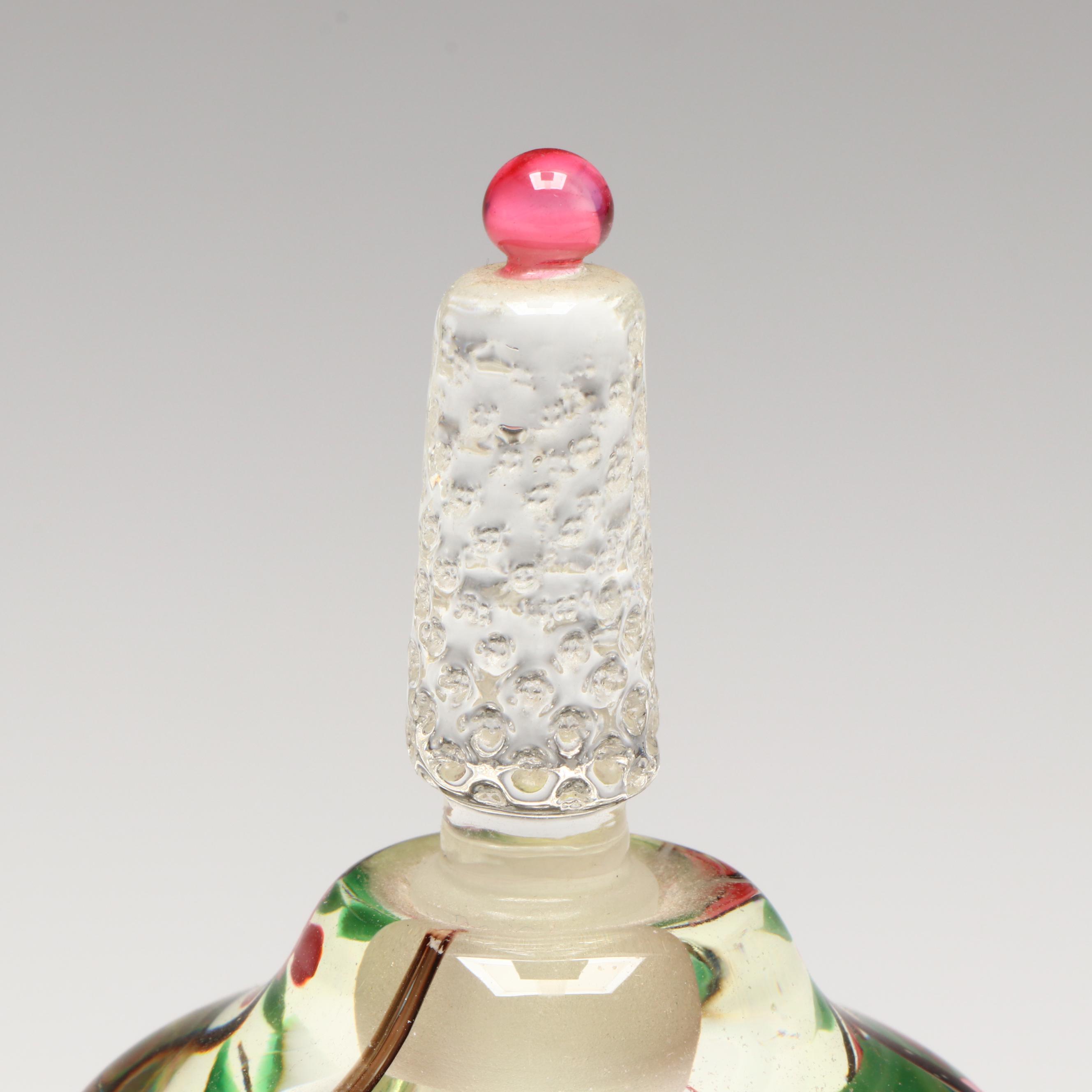 Gary Jones for Orient & Flume Pink Dogwood Blossom Art Glass Perfume Bottle