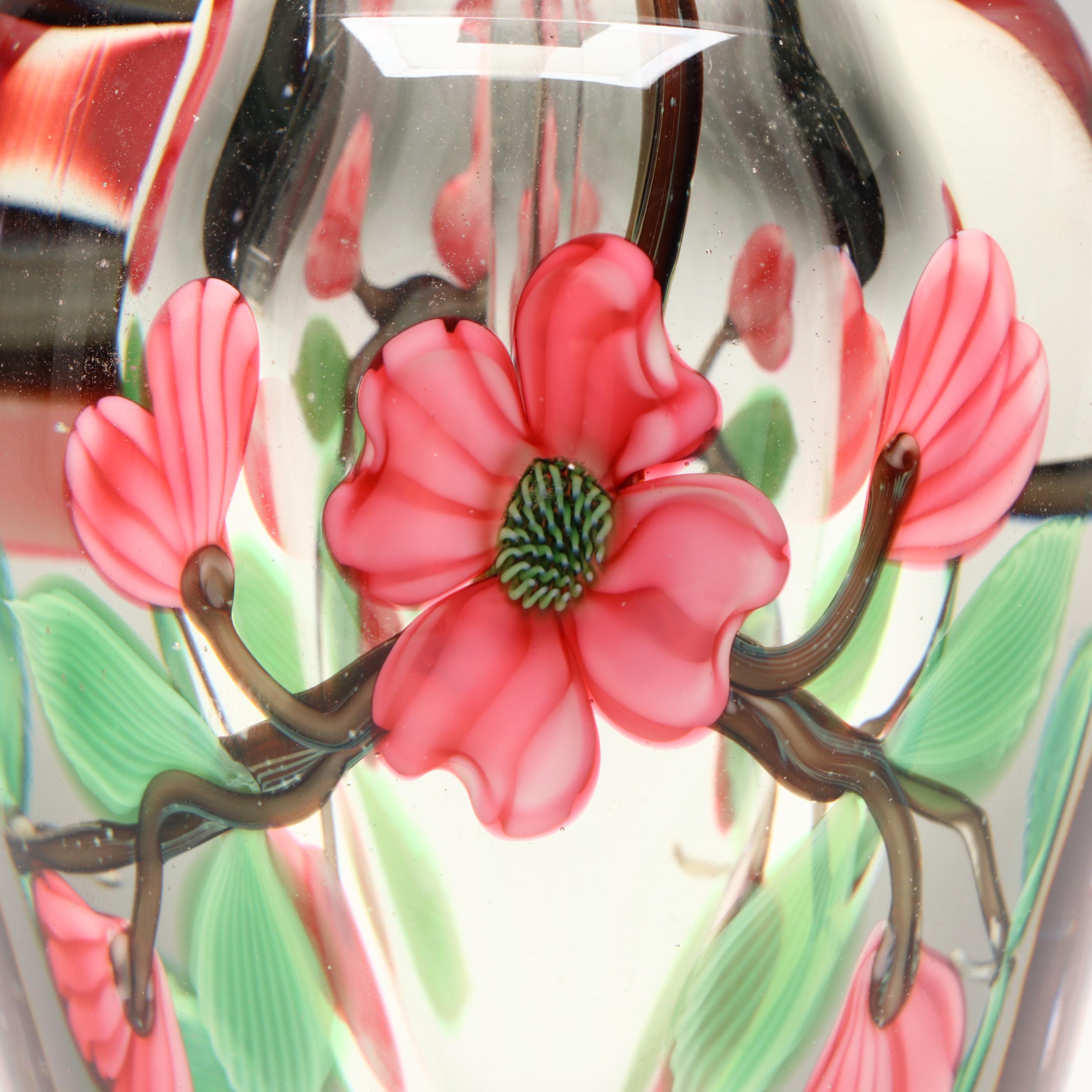 Gary Jones for Orient & Flume Pink Dogwood Blossom Art Glass Perfume Bottle