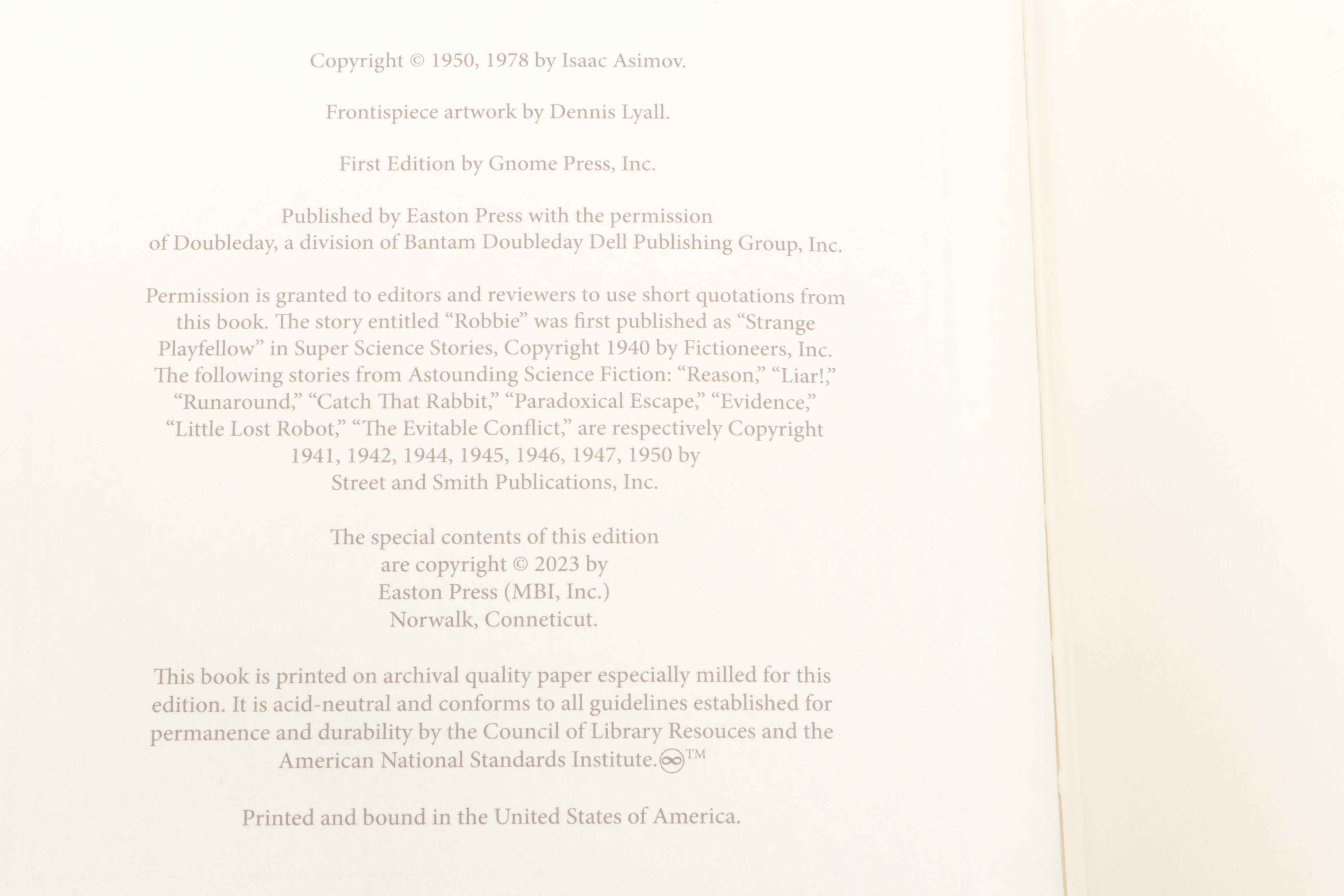 Easton Press "I, Robot" by Isaac Asimov and More Science Fiction Books