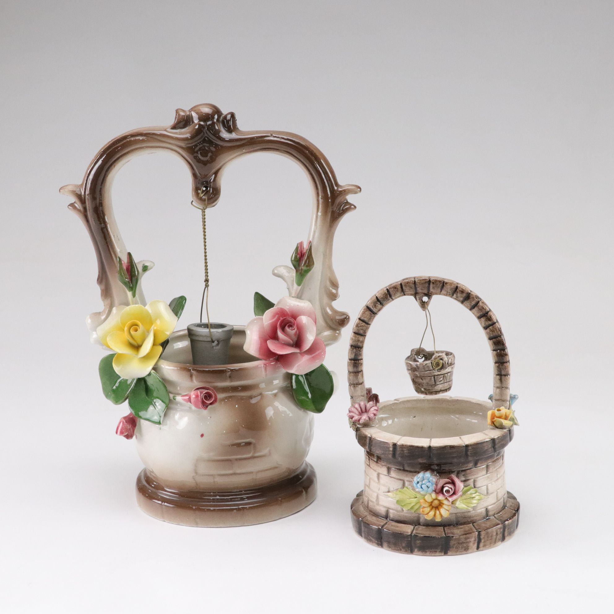 Capodimonte Wishing Well Baskets with Hanging Buckets