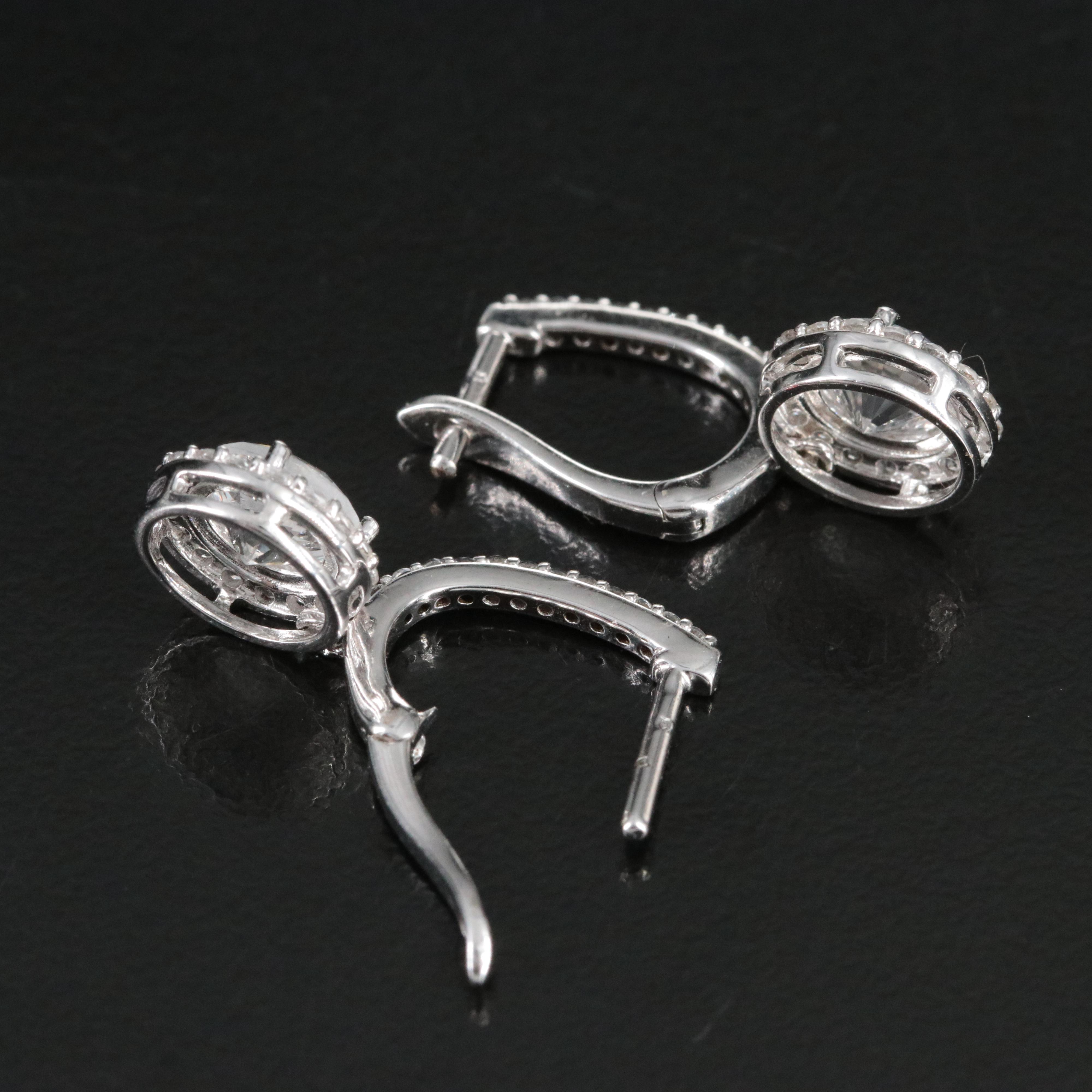 Sterling White Sapphire Halo Drop Earrings