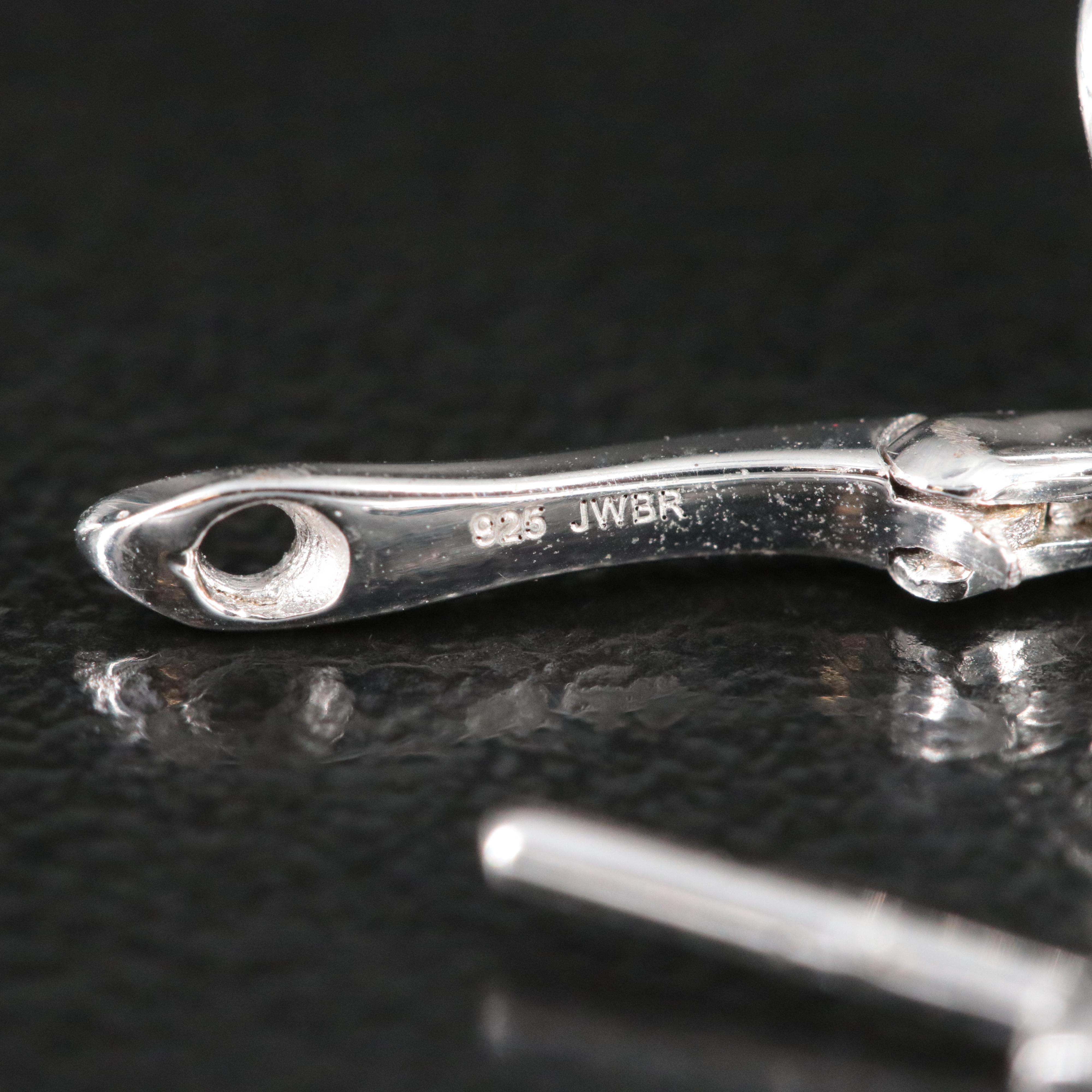 Sterling White Sapphire Halo Drop Earrings