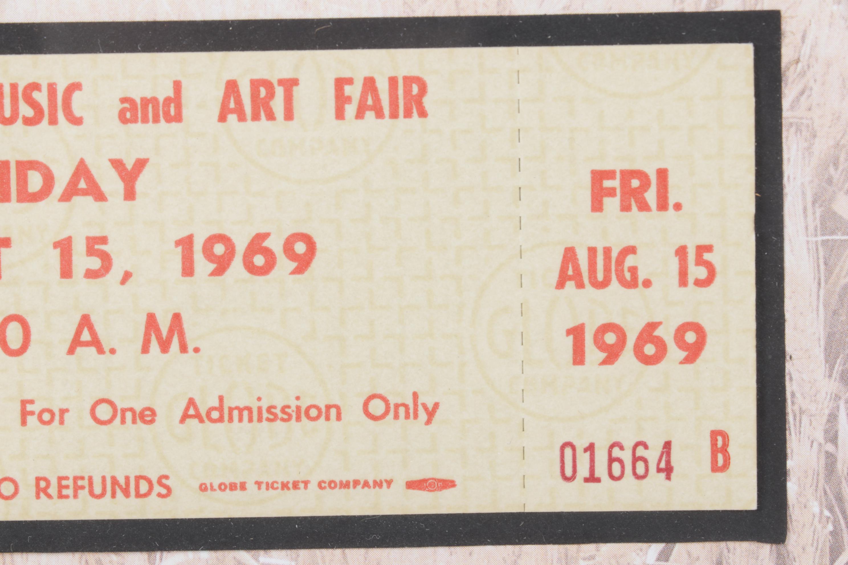 Framed 1969 Woodstock Ticket With Certificate of Authenticity