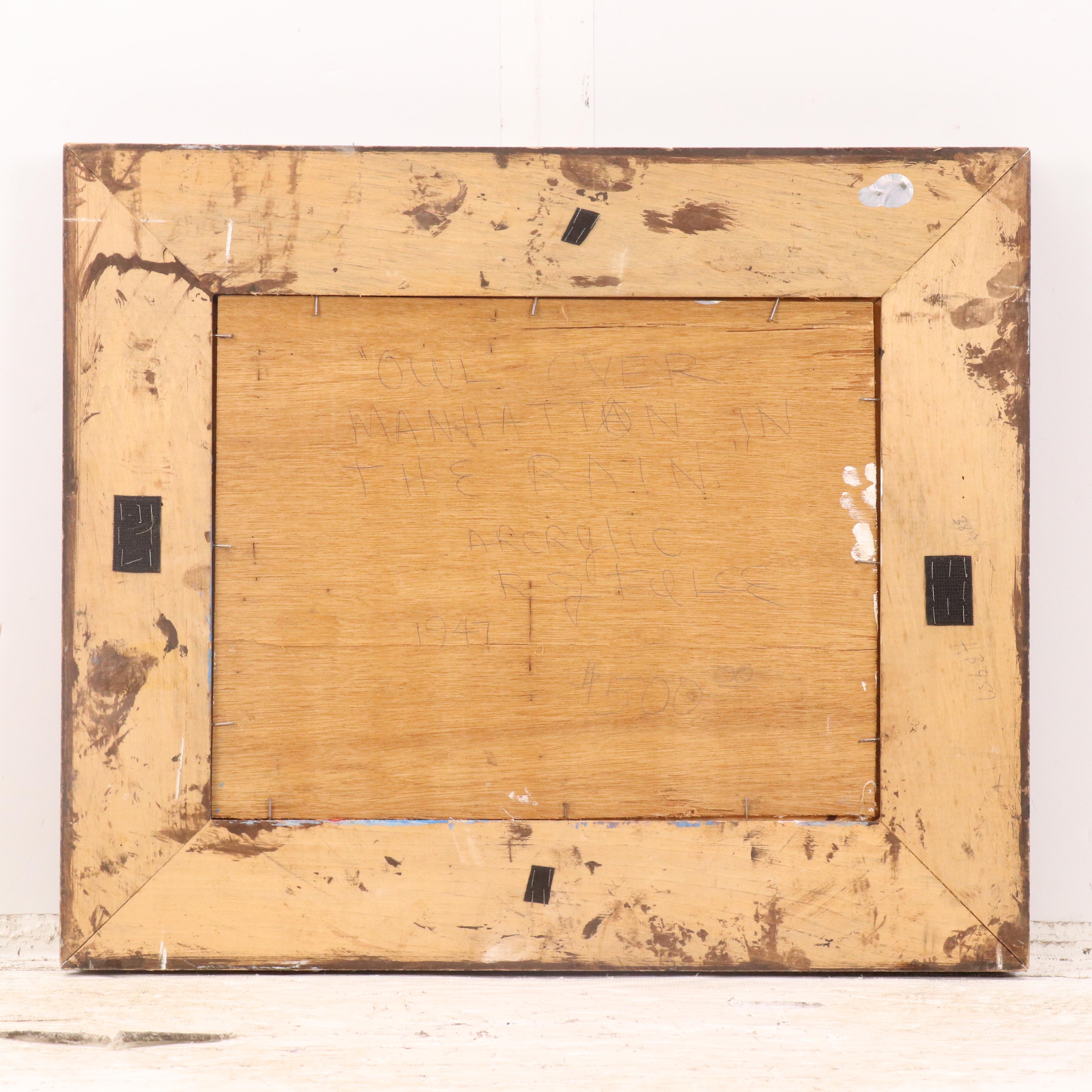 Reynold J. Falce Acrylic Painting "Owl Over Manhattan in the Rain," 1947