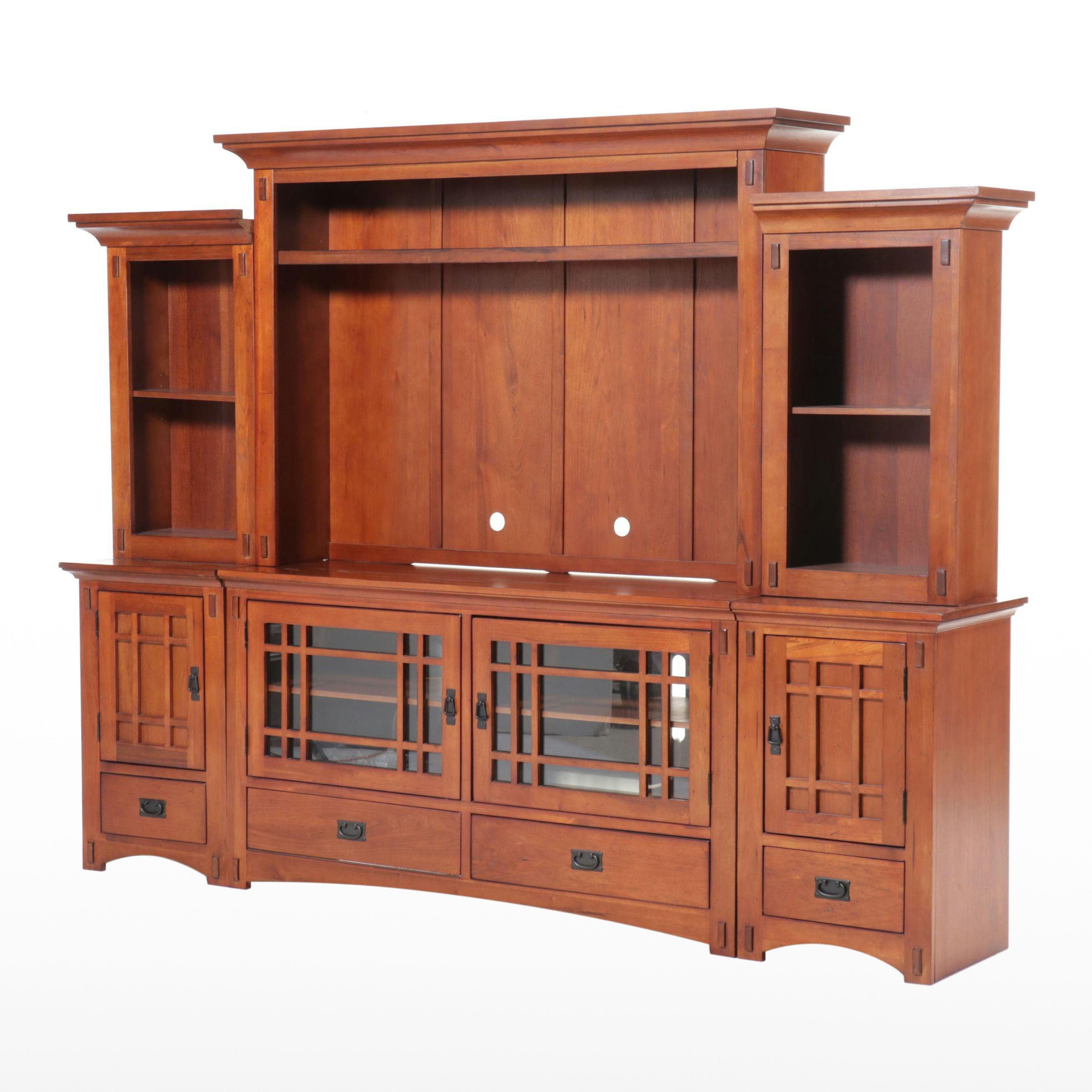 OKI Craftsman Style Cherry Finish Entertainment Cabinet