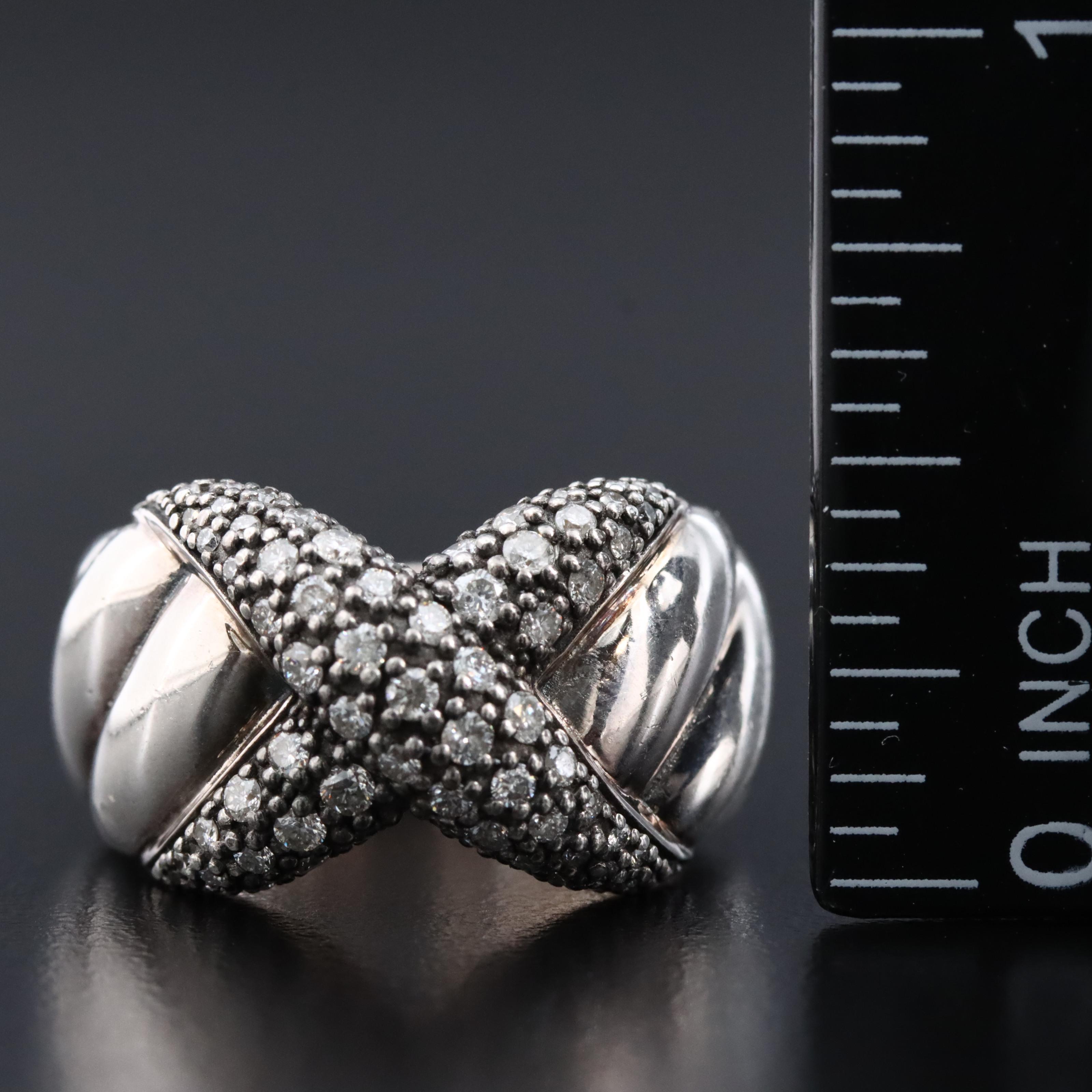 David Yurman Sterling 0.90 CTW Diamond X Ring
