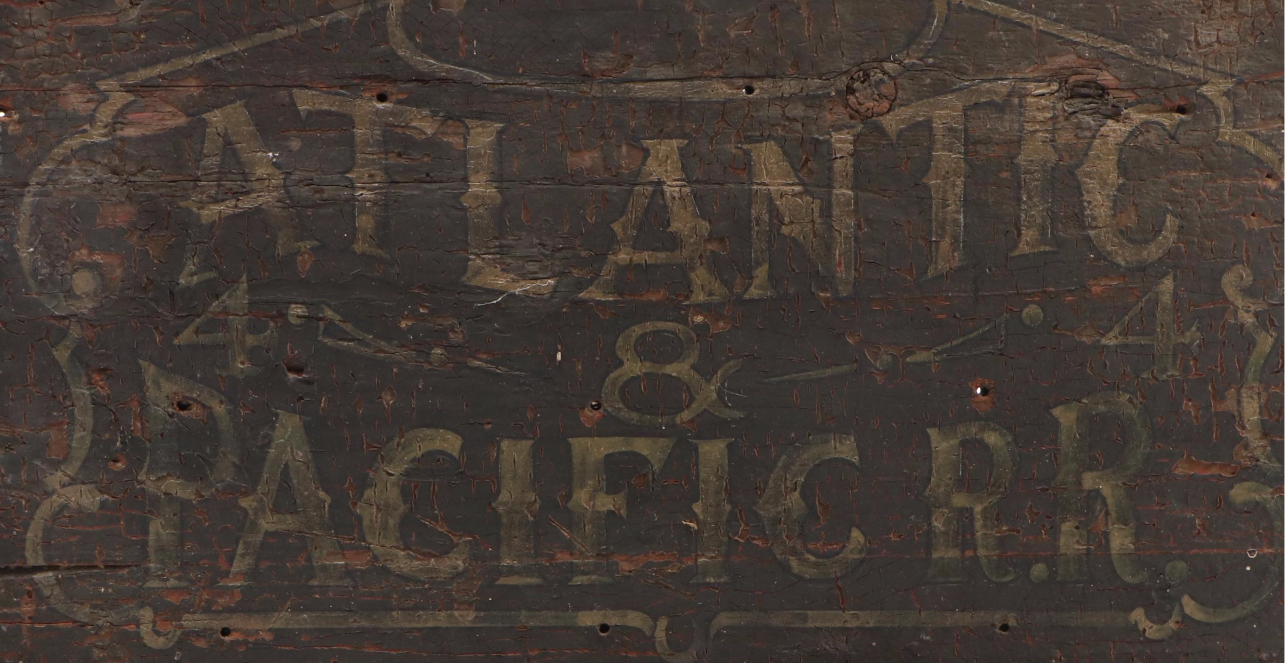 Atlantic and Pacific Railroad Hand-Painted Wooden Sign, Late 19th/ Early 20th C.