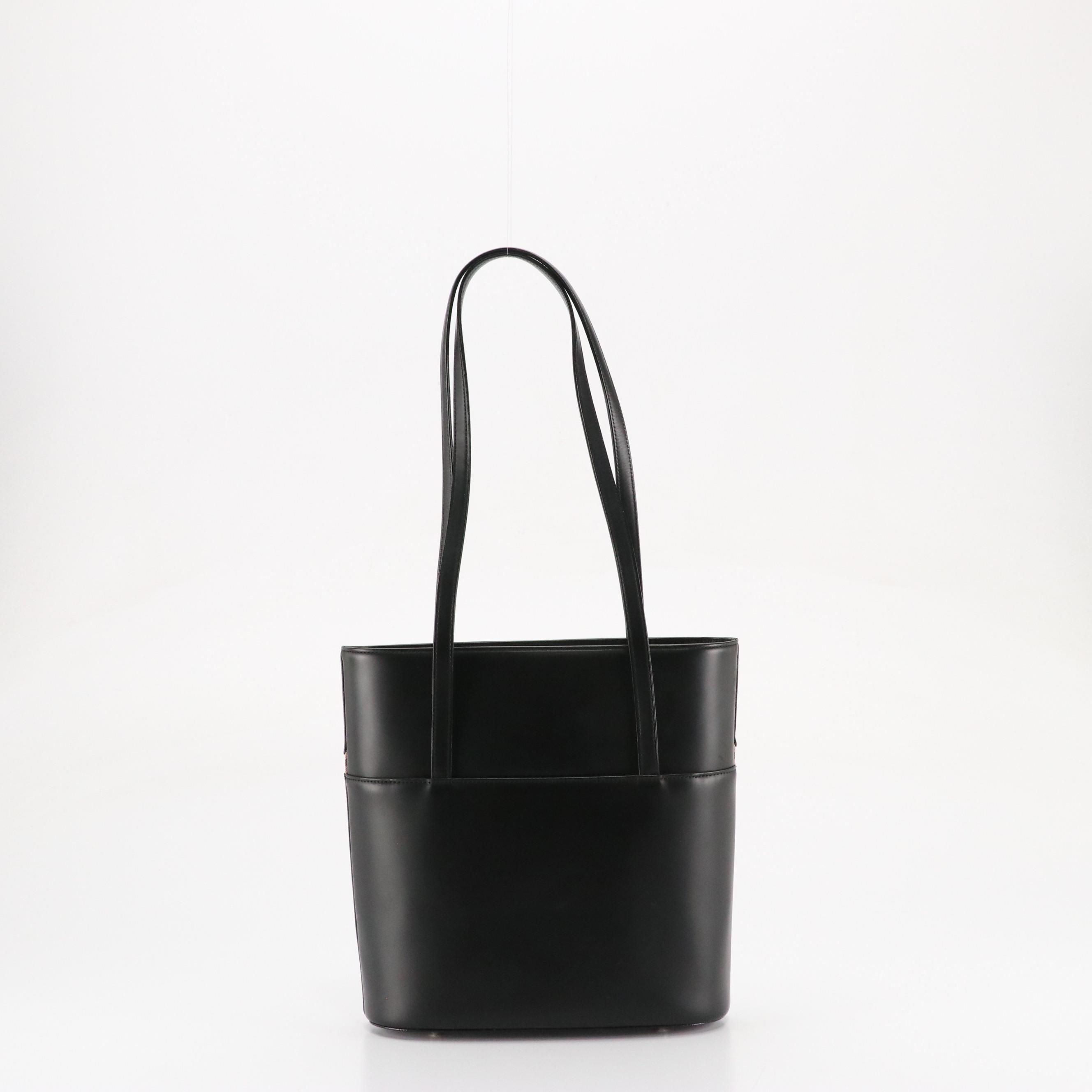 Burberry Black Leather and Check Bucket Shoulder Bag