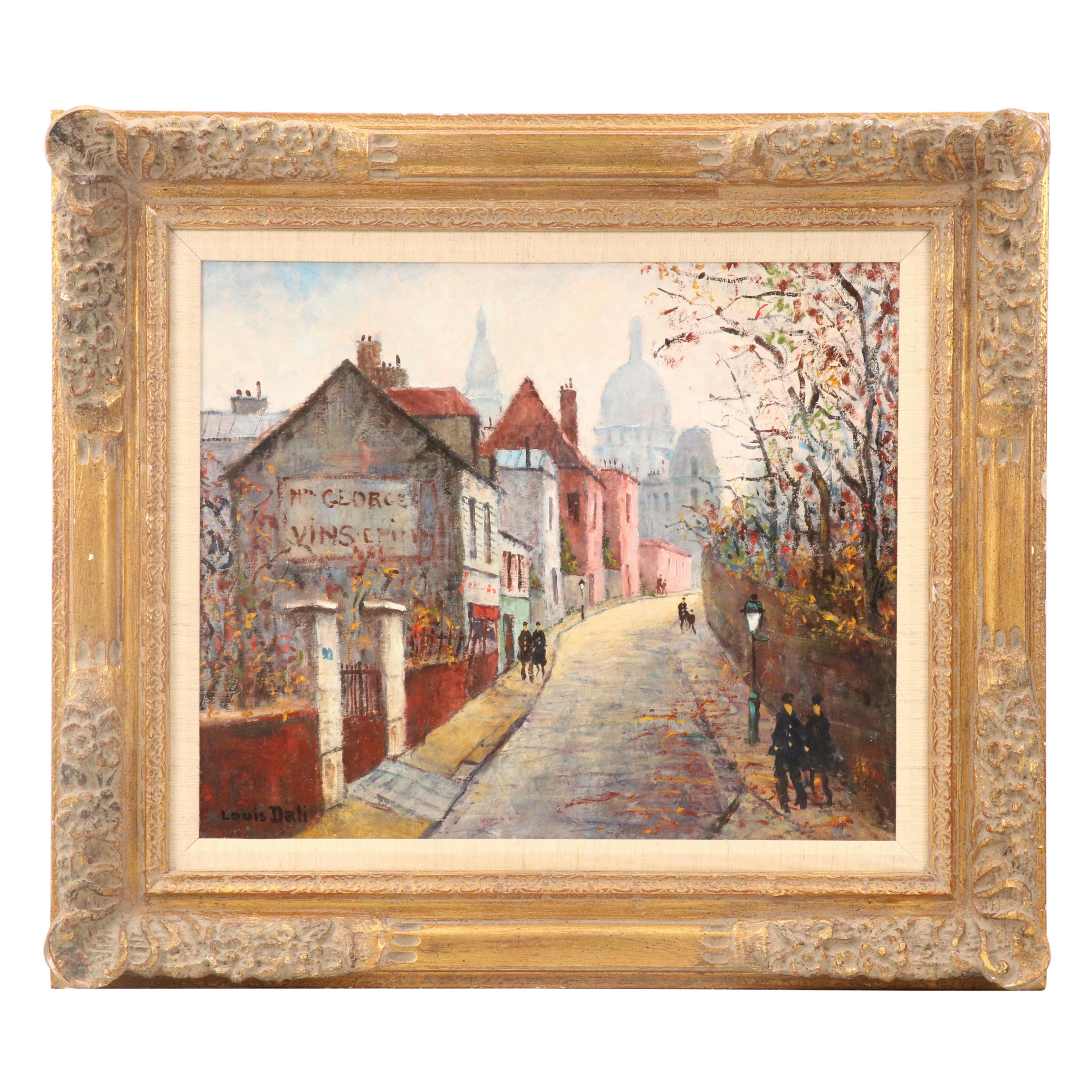 Louis Dali Parisian Oil Painting "Rue de l'Abreuvoir"